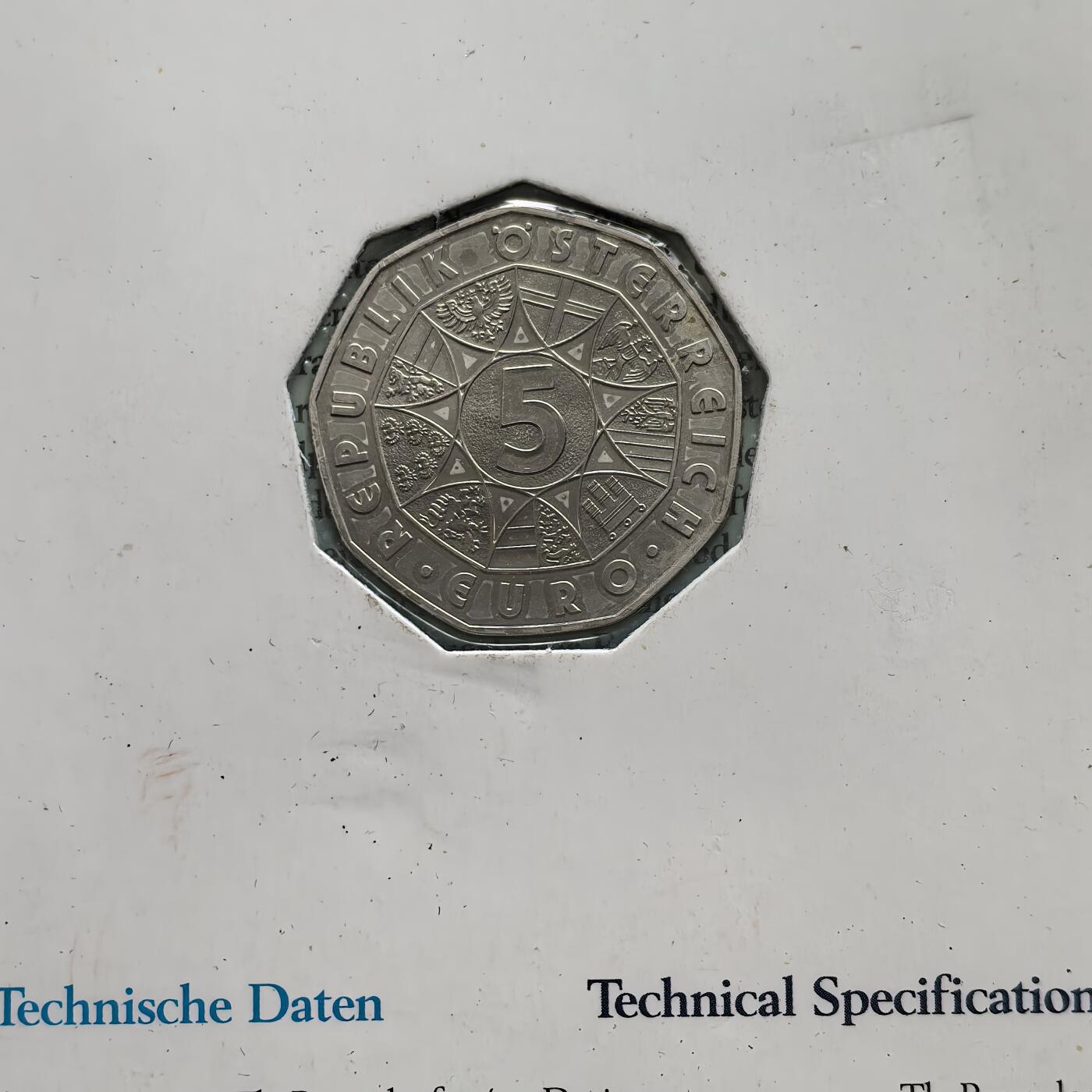 道一币馆币章第一百五十六场 原包装 奥地利2003年水利发展5欧元银币