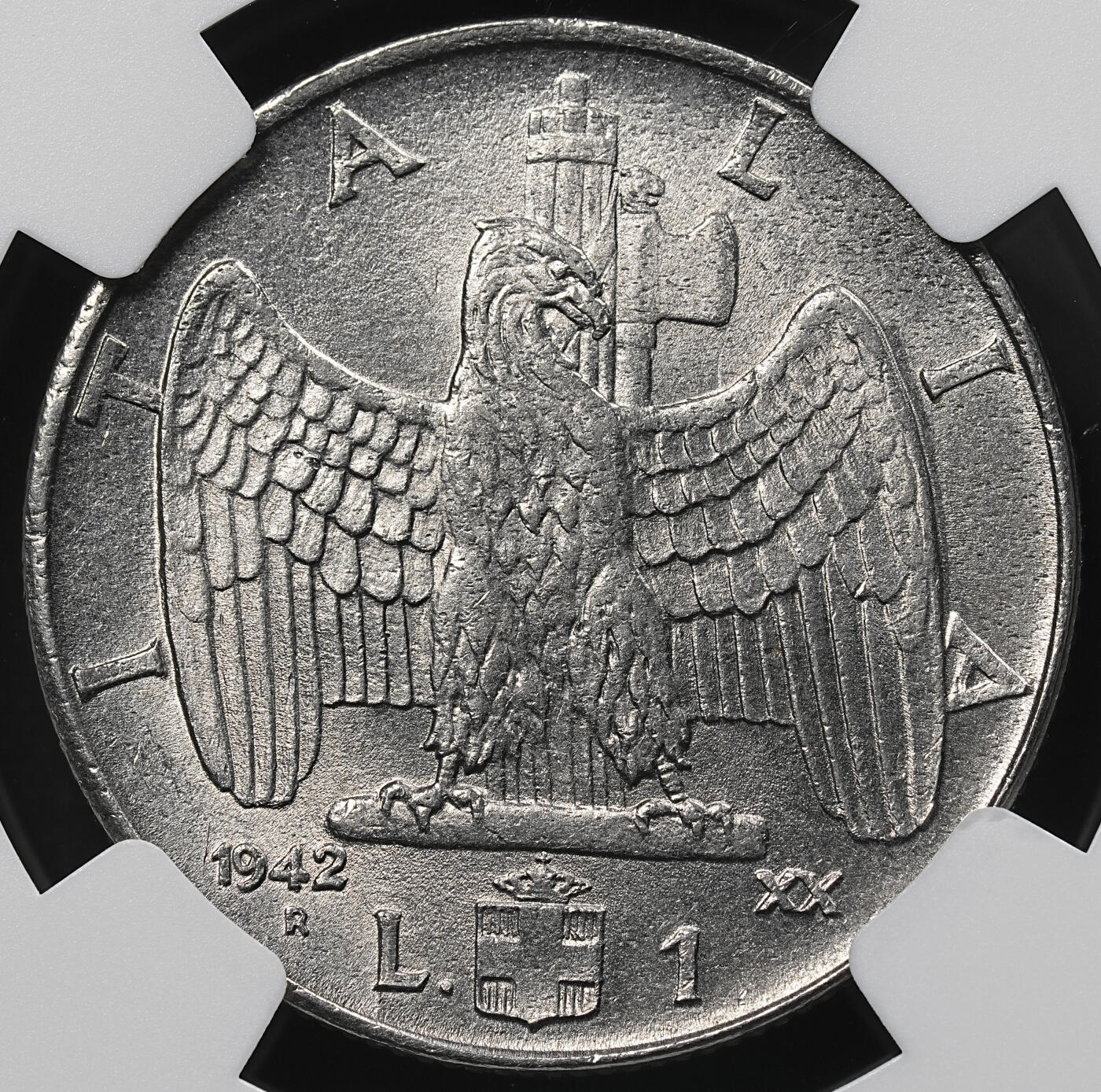 修遠堂世界钱币第九十五期 NGC MS65 1942年意大利1里拉