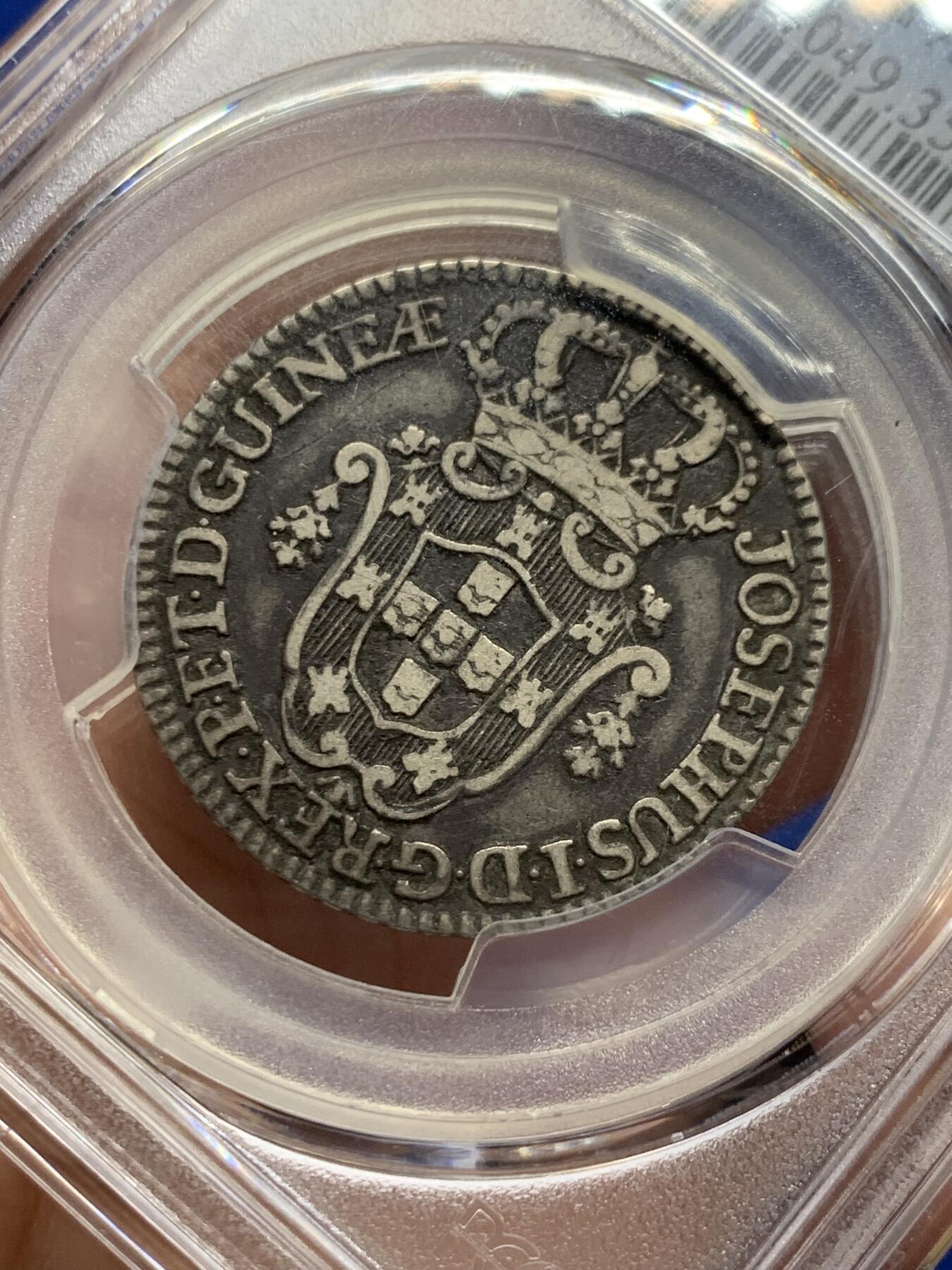 《竞宝斋》第443场 周日，周一，2场连拍 （全场包邮） PCGS VF35 葡属安哥拉 1770年 6马库塔银币 稀有面值