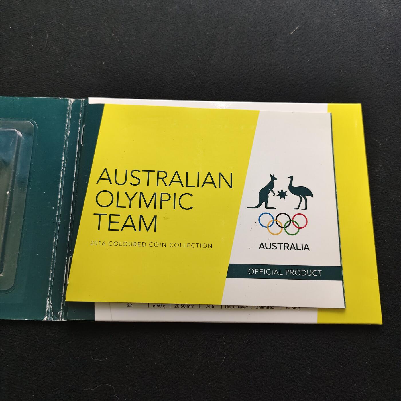 【全场包邮】纯粹捡漏拍483场（免费代拍第20场） 澳大利亚2016年澳大利亚奥运代表队官方封装纪念套币-含5枚5色2元奥运代表队彩色纪念币
