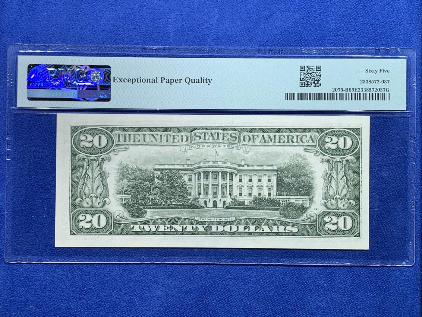 《竞宝斋》第443场 周日，周一，2场连拍 （全场包邮） PMG 65EPQ 美国 1985年 20美元