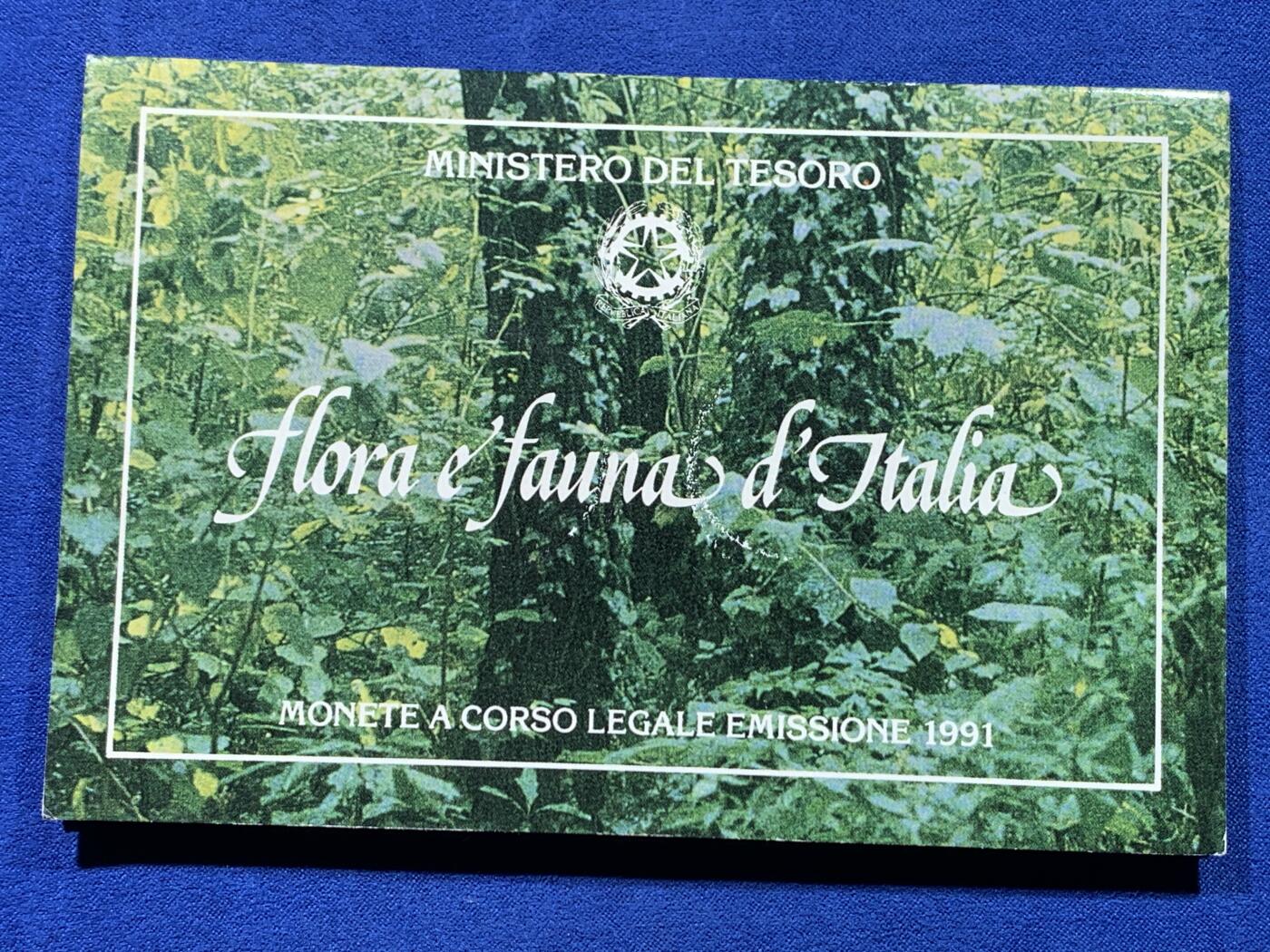 《竞宝斋》第443场 周日，周一，2场连拍 （全场包邮） 意大利1991年花神银套币，含银币两枚，500里拉银币（15克，0.835银）和200里拉银币（9克，0.835银）。