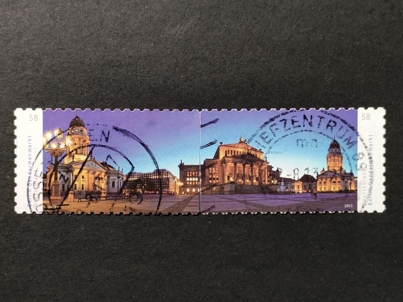 ↓君缘收藏666期☞钱币邮品↓无佣金、可寄存、满30元包邮  德国邮票，2013年柏林宪兵广场夜景邮票2全