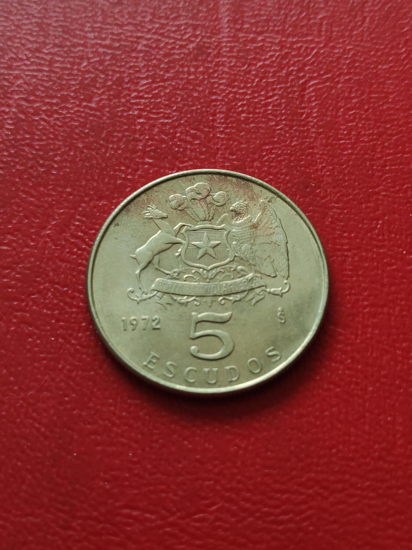 【云涧收藏】第八十一场 少见智利1972年铜镍版5埃斯库多
