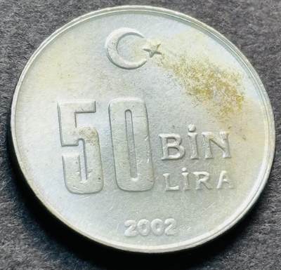 文馨钱币收藏第 284 场，【 长期接收代拍品】老藏家拍品南朝鲜李承晚时期货币，泰国大型纪念币，土耳其各时期及各国套币场 - 原光品相 2002 年土耳其 5 万里拉