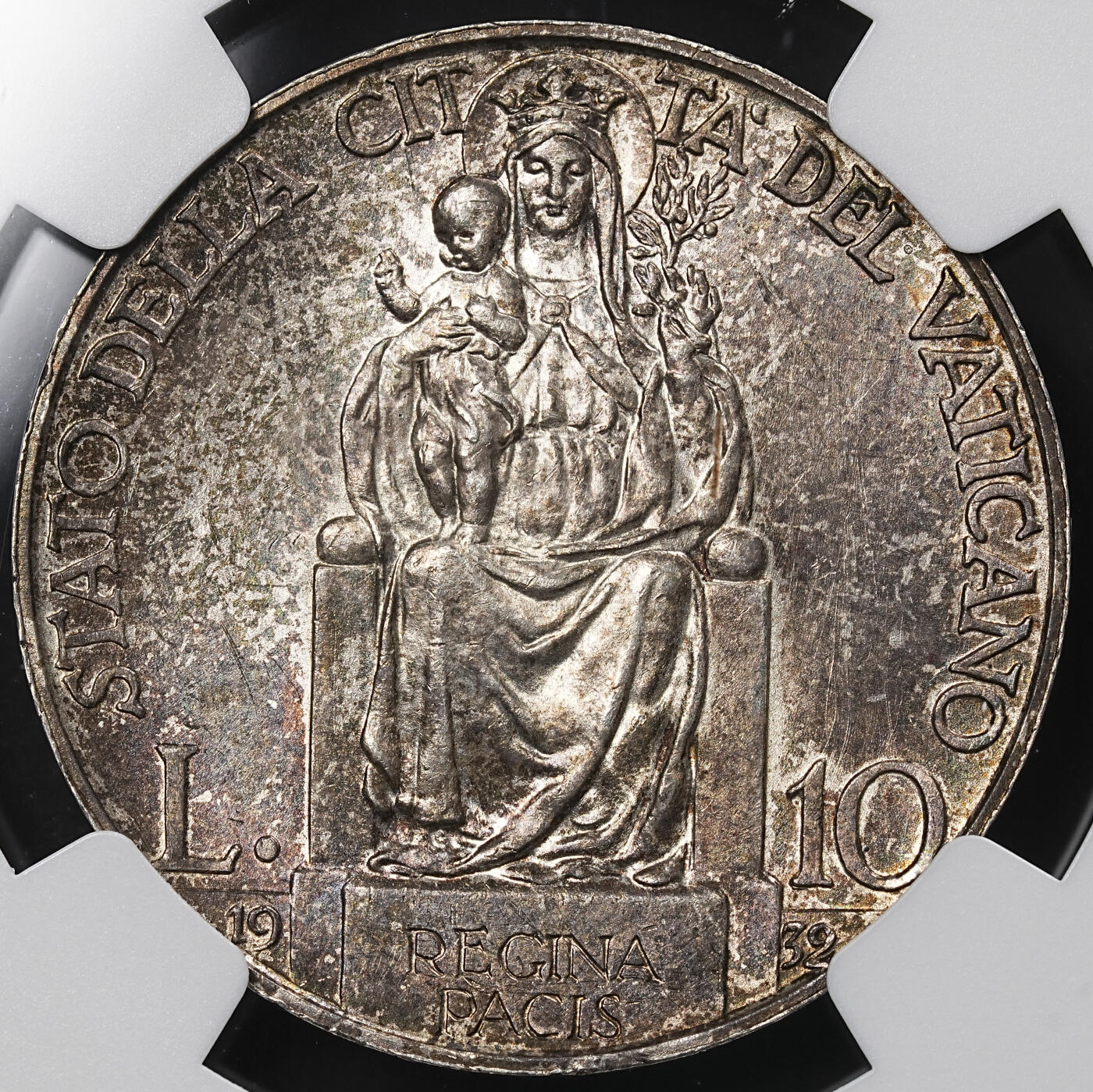 修遠堂世界钱币第九十五期 NGC MS64 1932年梵蒂冈10里拉银币