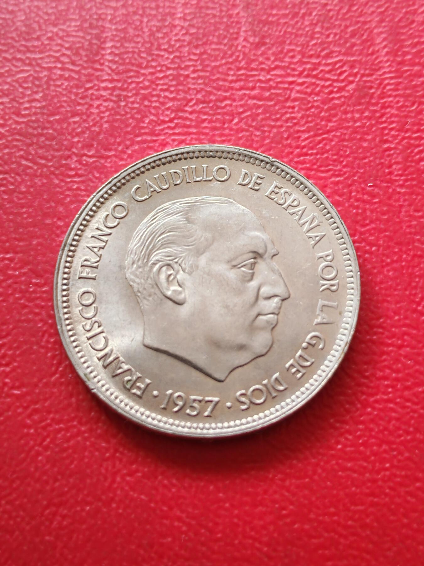 【云涧收藏】第八十一场 西班牙1957年版25比塞塔，BU