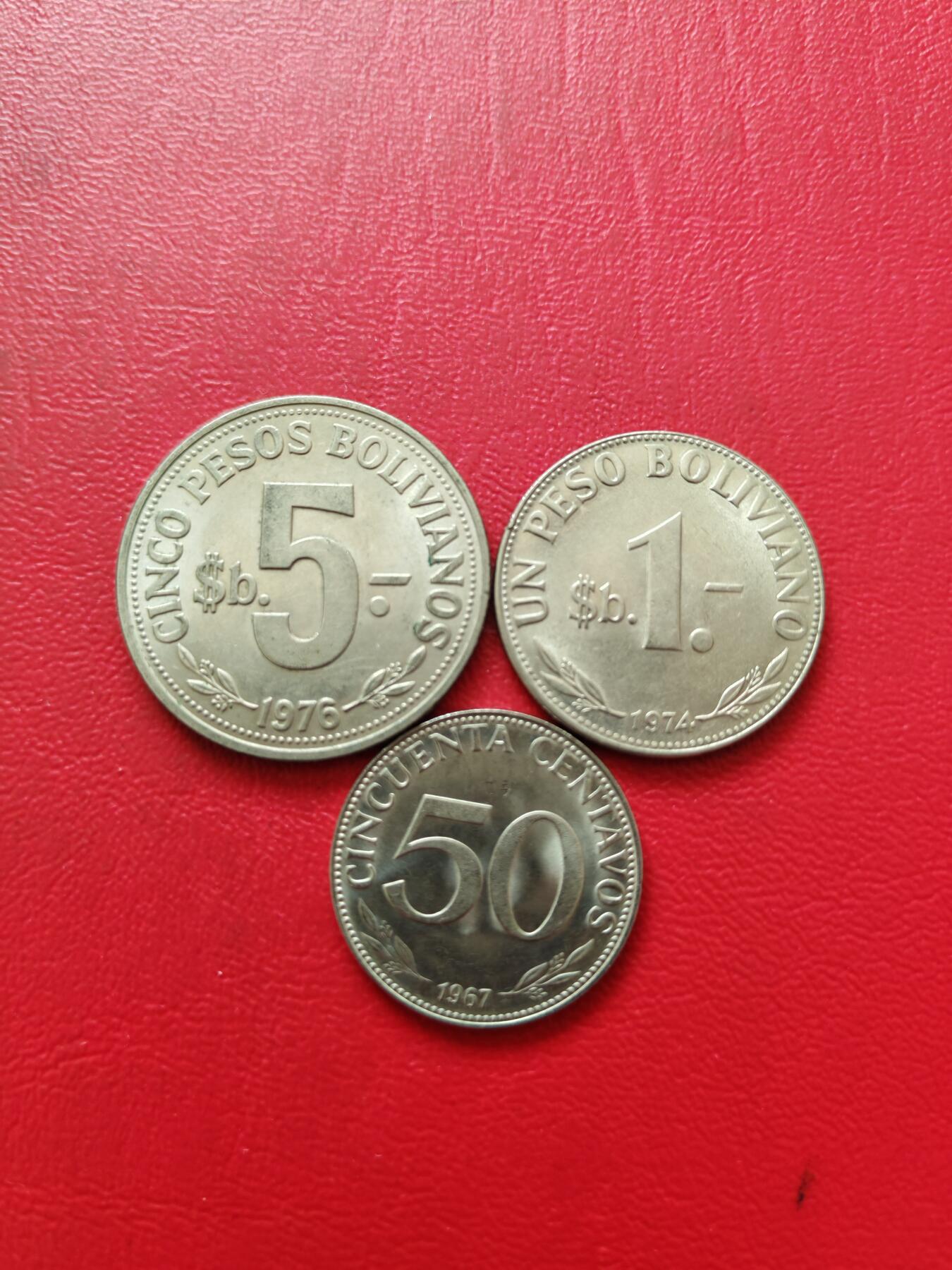 【云涧收藏】第八十一场 玻利维亚1967/74/76年50分、1、5比索3枚