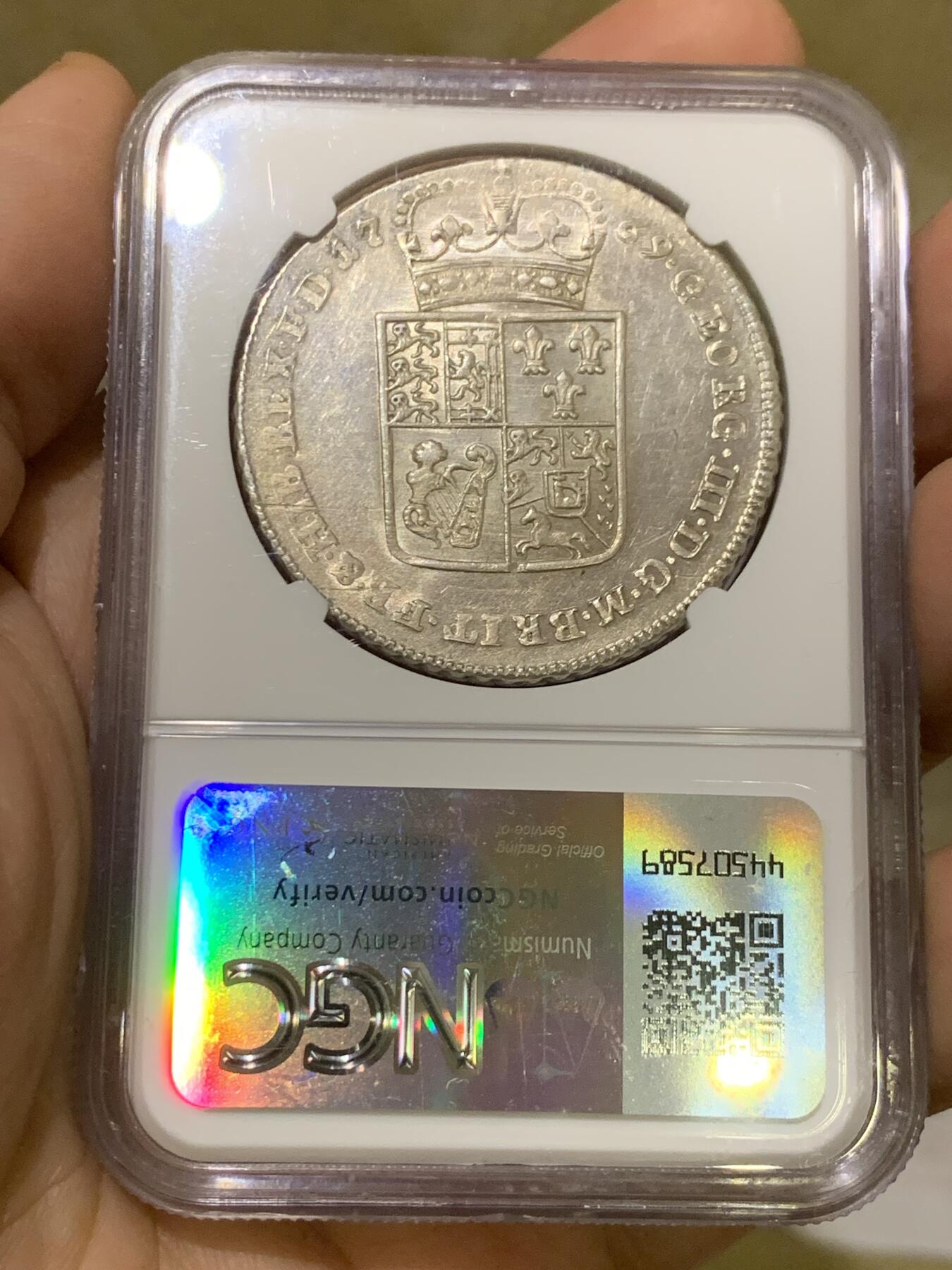 《竞宝斋》第443场 周日，周一，2场连拍 （全场包邮） 亚军分 NGC MS63 德国 1769年 布伦瑞克吕内堡 泰勒大银币 这个时期泰勒 鼻尖完好 眼珠子滴溜的转 值得入藏