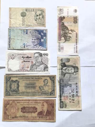 各国外币第100期 无佣金 - 外币一组7张 