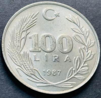 文馨钱币收藏第 284 场，【 长期接收代拍品】老藏家拍品南朝鲜李承晚时期货币，泰国大型纪念币，土耳其各时期及各国套币场 - 原光品相 1987 年土耳其 100 里拉