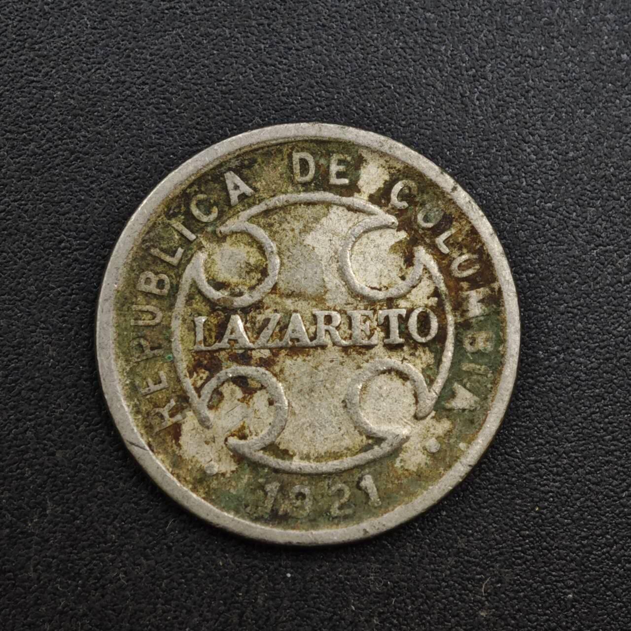 【淘币小摊】实时拍第八百一十三拍   散币场   满百包邮可预留二周 每周一统一发货   哥伦比亚1921年2分麻风币