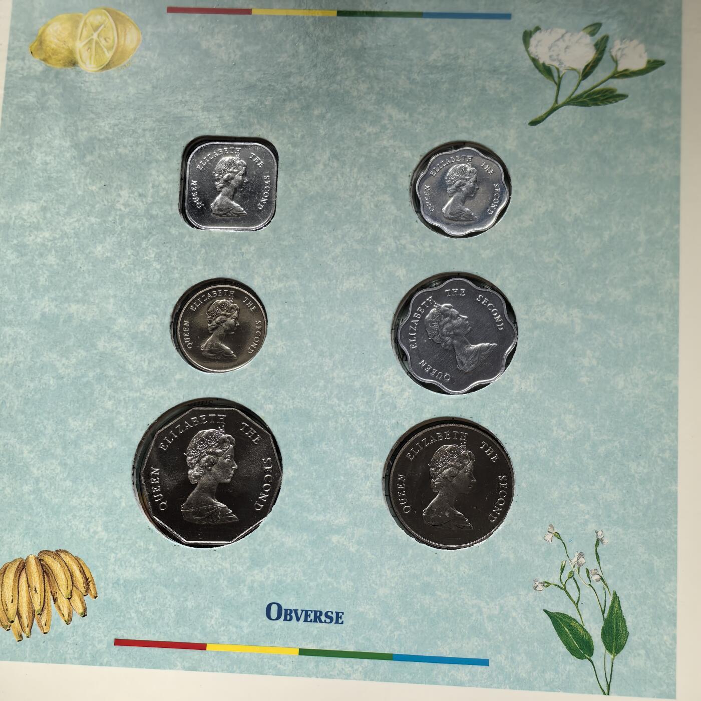 道一币馆币章第一百五十六场 原包装 东加勒比国家1991年套币六枚