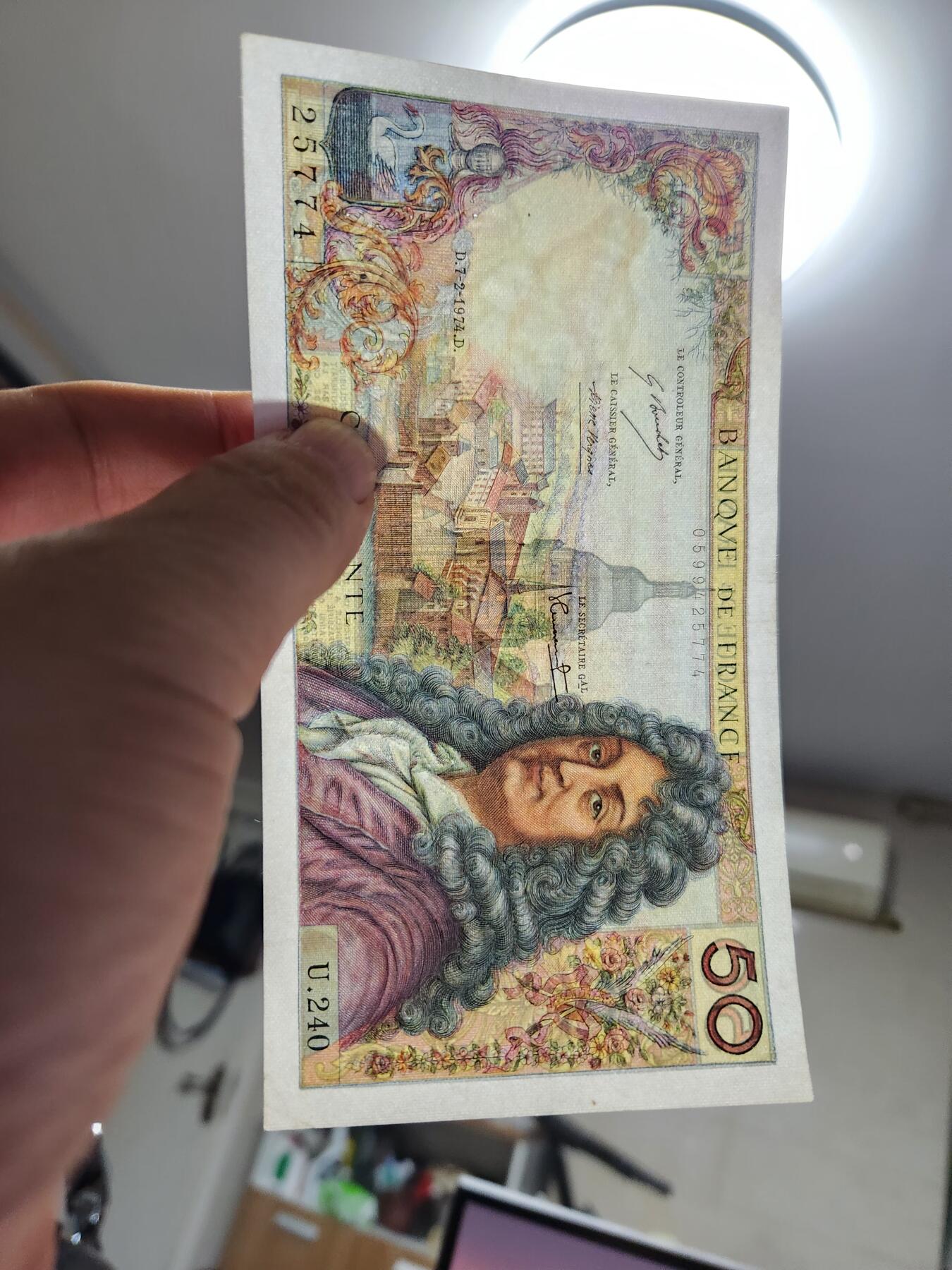 12月3号晚上8点 外国纸币自动截拍第67场 50法郎极美品