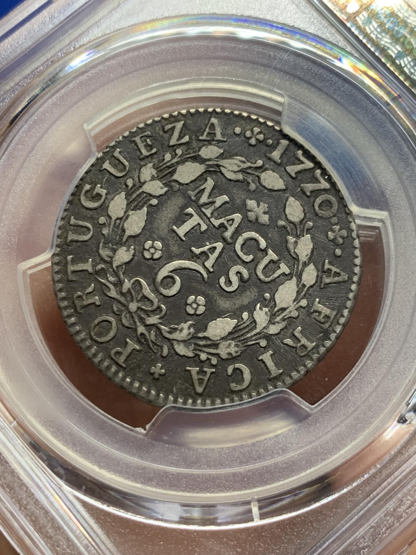 《竞宝斋》第443场 周日，周一，2场连拍 （全场包邮） PCGS VF35 葡属安哥拉 1770年 6马库塔银币 稀有面值