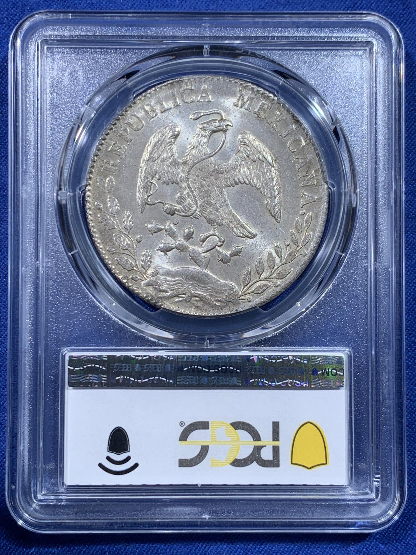 《竞宝斋》第443场 周日，周一，2场连拍 （全场包邮） PCGS MS64 墨西哥 1896年 8瑞尔 鹰洋 银币 高分Cn厂 亚军分 更高分仅一枚