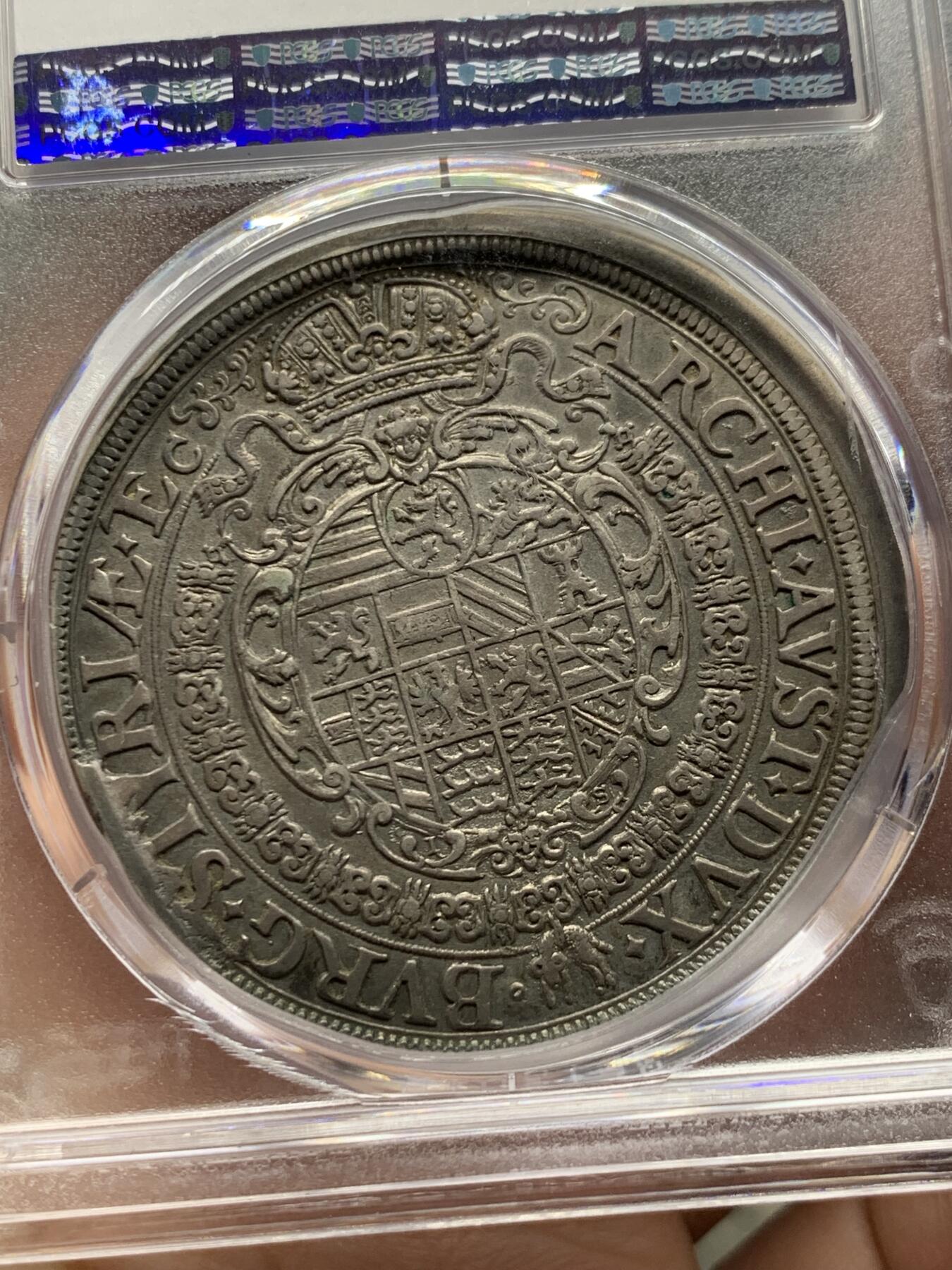 《竞宝斋》第443场 周日，周一，2场连拍 （全场包邮） 唯一冠军分 PCGS AU50 奥地利帝国 1649年 费迪南三世 泰勒大银币 稀少版本 双面原味深打 老泰勒最舒服的状态