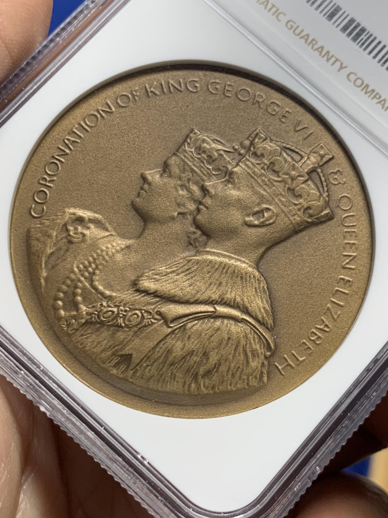 《竞宝斋》第443场 周日，周一，2场连拍 （全场包邮） NGC MS64BN 1937英国国王乔治六世加冕典礼‌纪念铜章