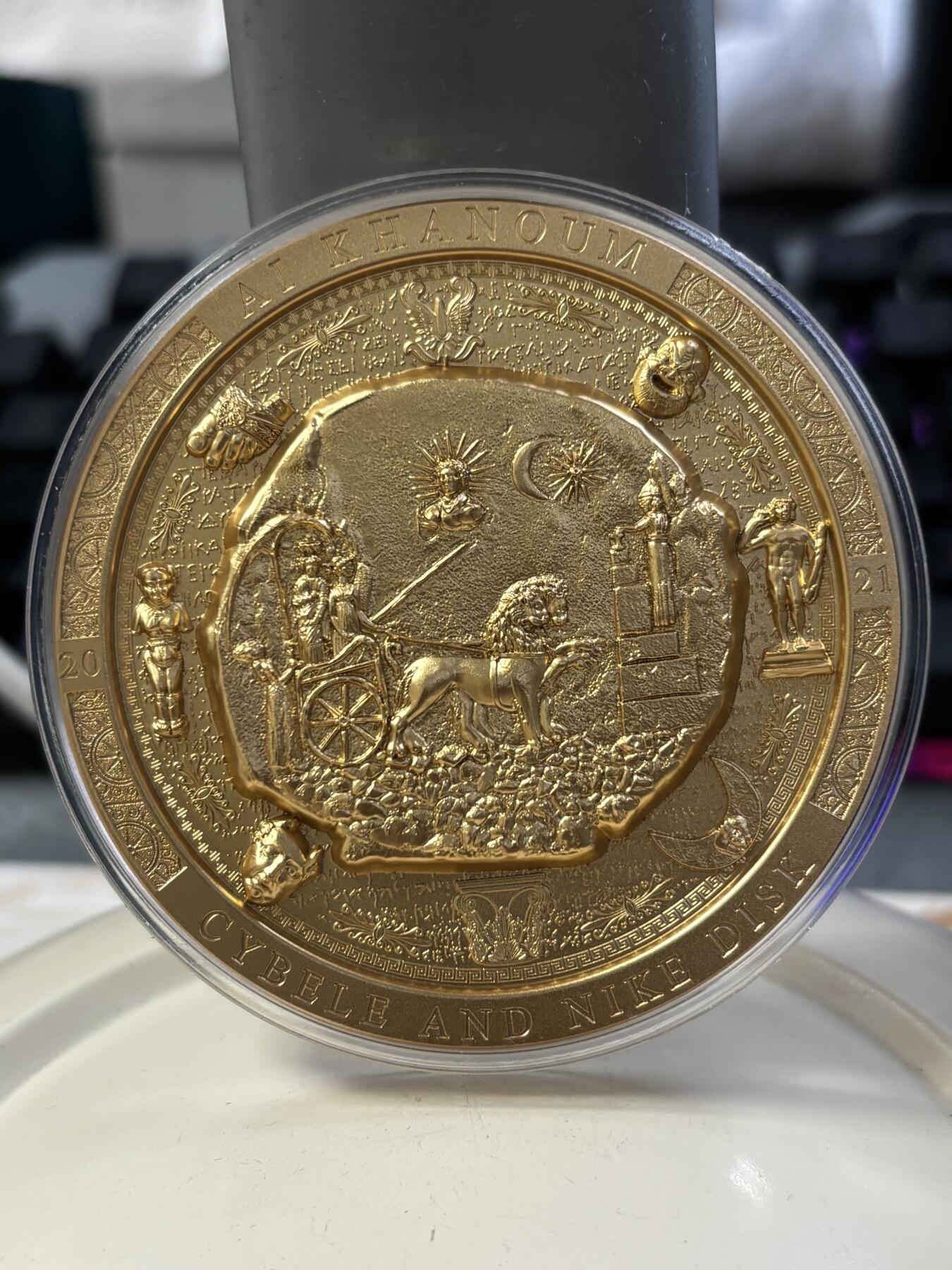 第184期拍卖 库克2021年考古系列巴克特里亚3盎司双面镀金银币，999银，发行99枚