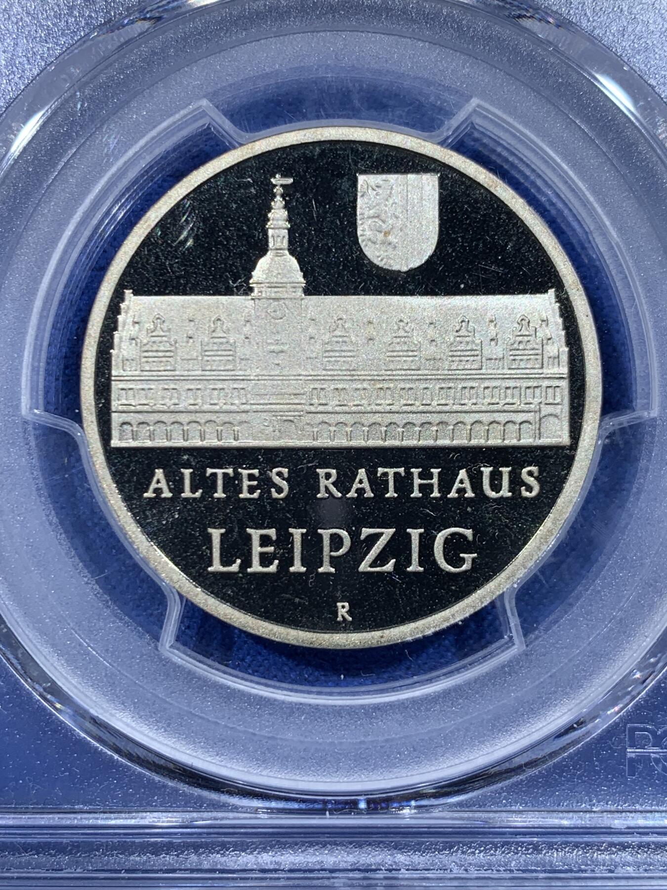 《竞宝斋》第443场 周日，周一，2场连拍 （全场包邮） PCGS PR69DCAM 德国1984年莱比锡老市政厅5马克