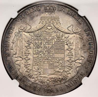1856A德国普鲁士威廉四世2泰勒大银NGC-MS61