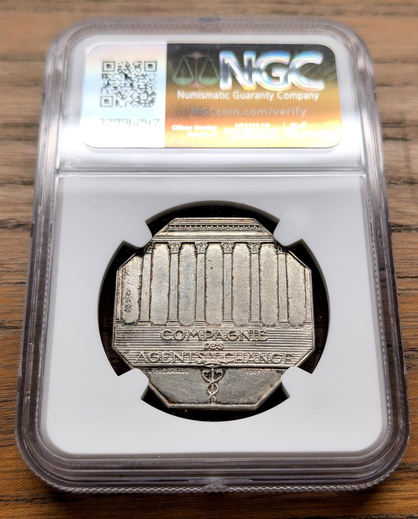 纫秋兰以为佩·凡希社微拍感恩专场 1967法国股票交易所纪念银章NGC-MS66