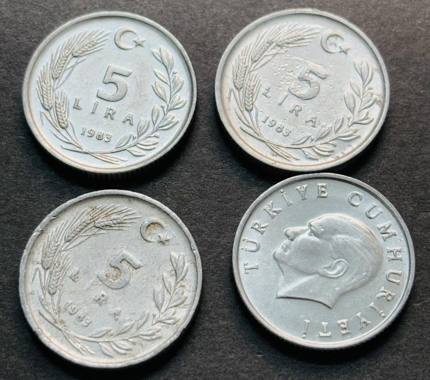 文馨钱币收藏第 284 场，【 长期接收代拍品】老藏家拍品南朝鲜李承晚时期货币，泰国大型纪念币，土耳其各时期及各国套币场 土耳其 4 枚 2 个版本不同