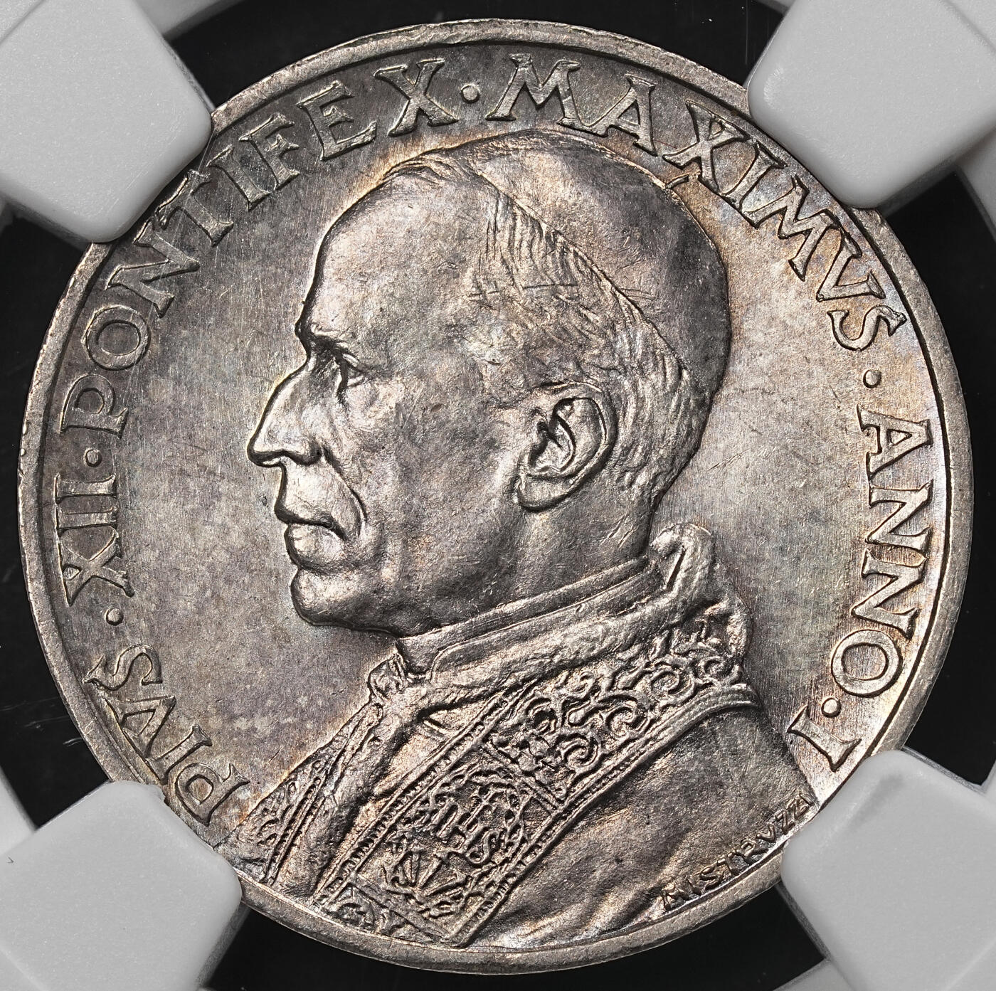 修遠堂世界钱币第九十五期 NGC MS64 1939年梵蒂冈5里拉银币