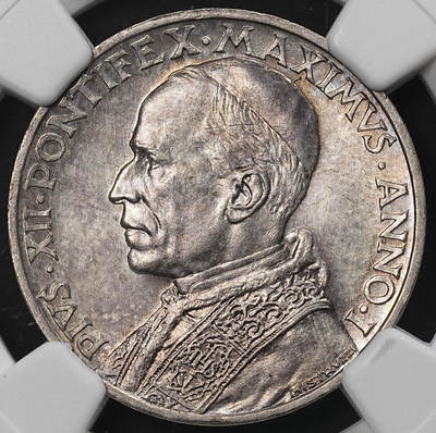 修遠堂世界钱币第九十五期 - NGC MS64 1939年梵蒂冈5里拉银币