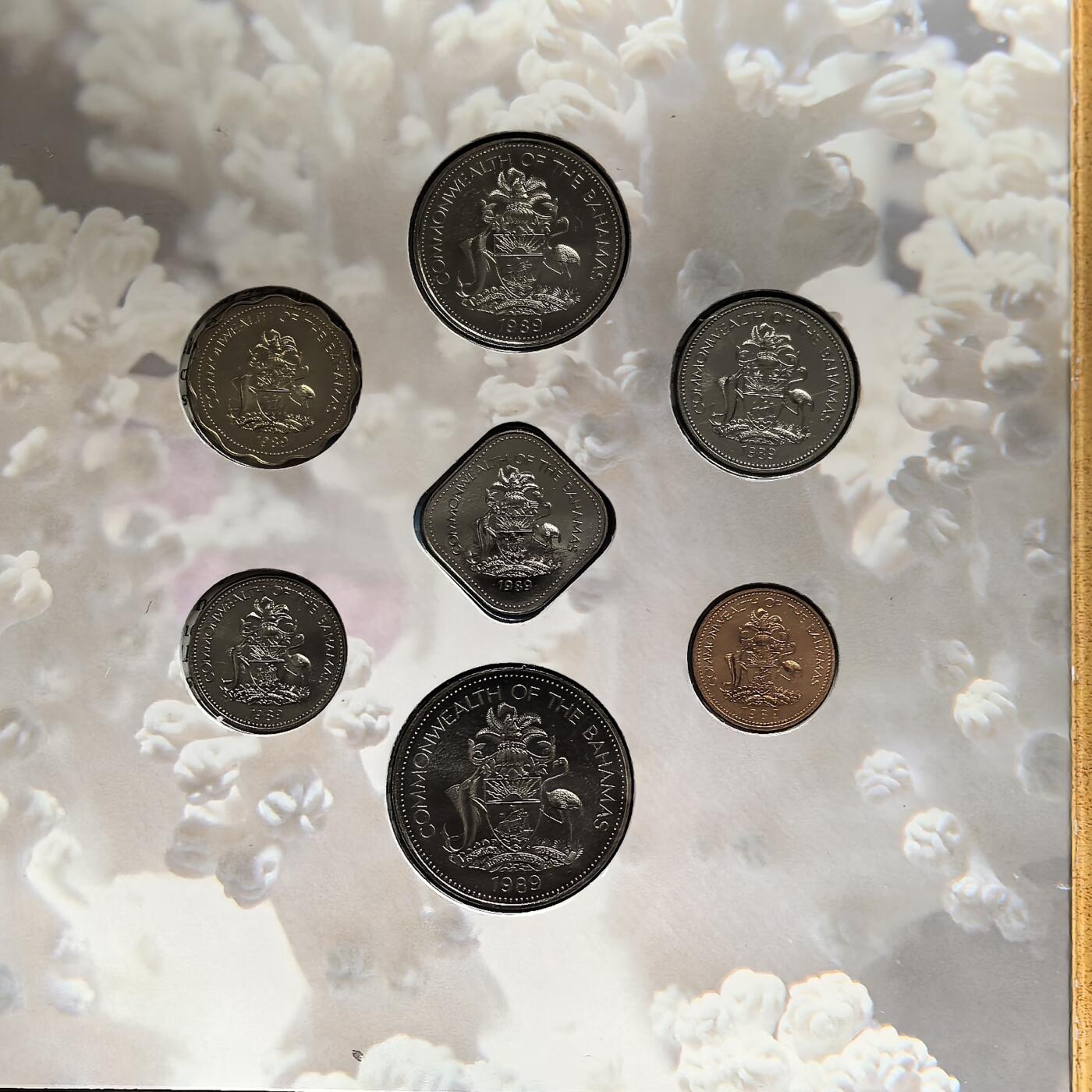 道一币馆币章第一百五十六场 原包装带证书 巴哈马群岛1989年套币七枚