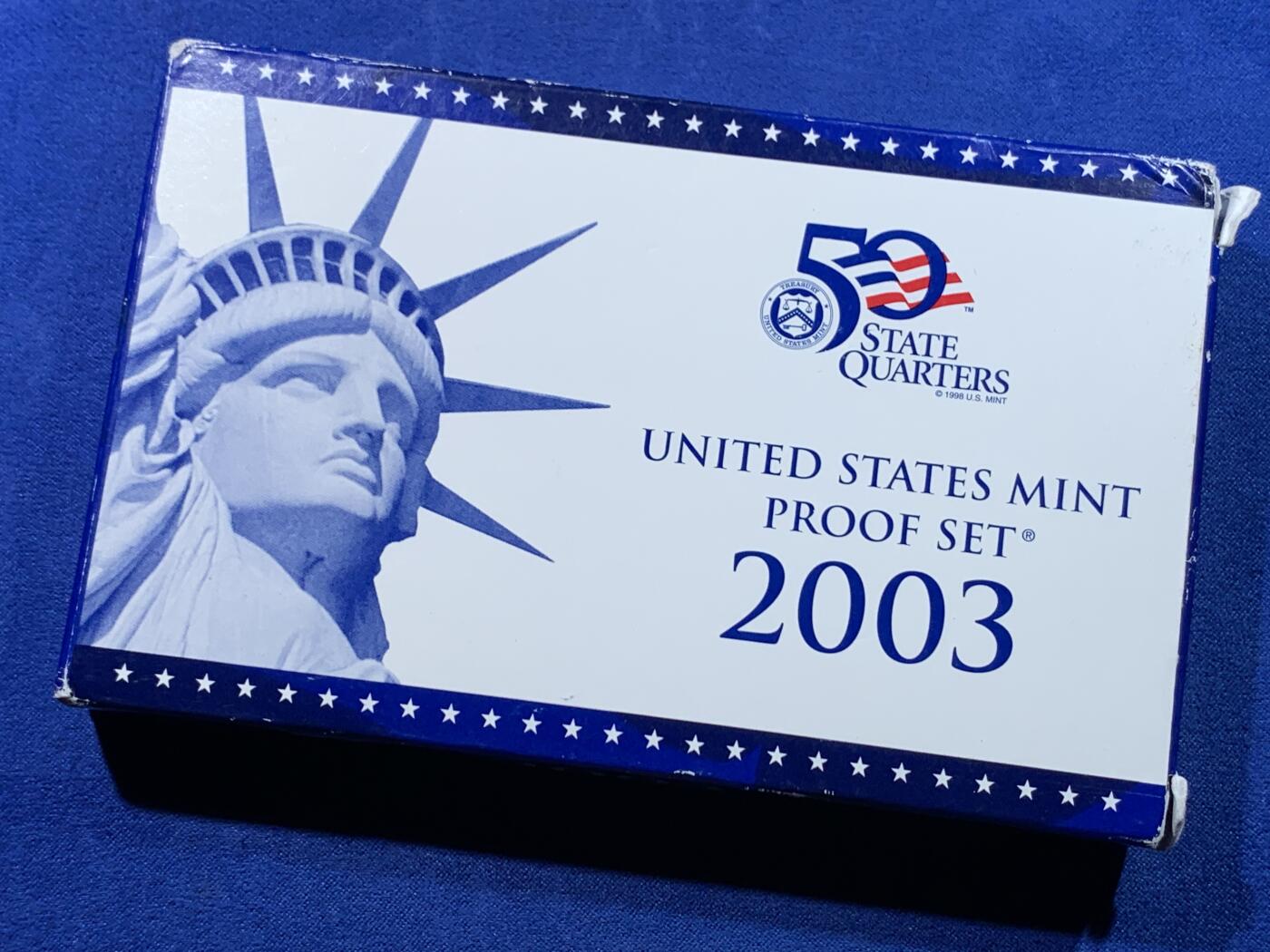 《竞宝斋》第443场 周日，周一，2场连拍 （全场包邮） 美国2003年精制套币和精制州币5枚 细节见图