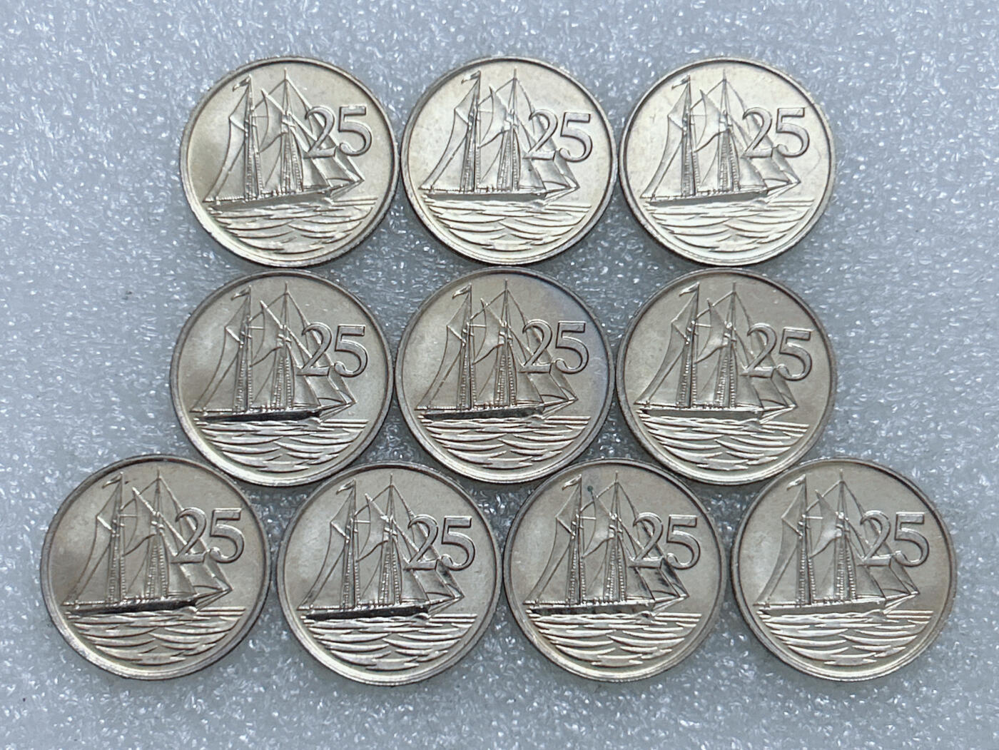 第一海外回流一元起拍收藏 散集专场  第274期 英属开曼群岛1987年25分硬币 10枚 英国女王高冠版 原光品