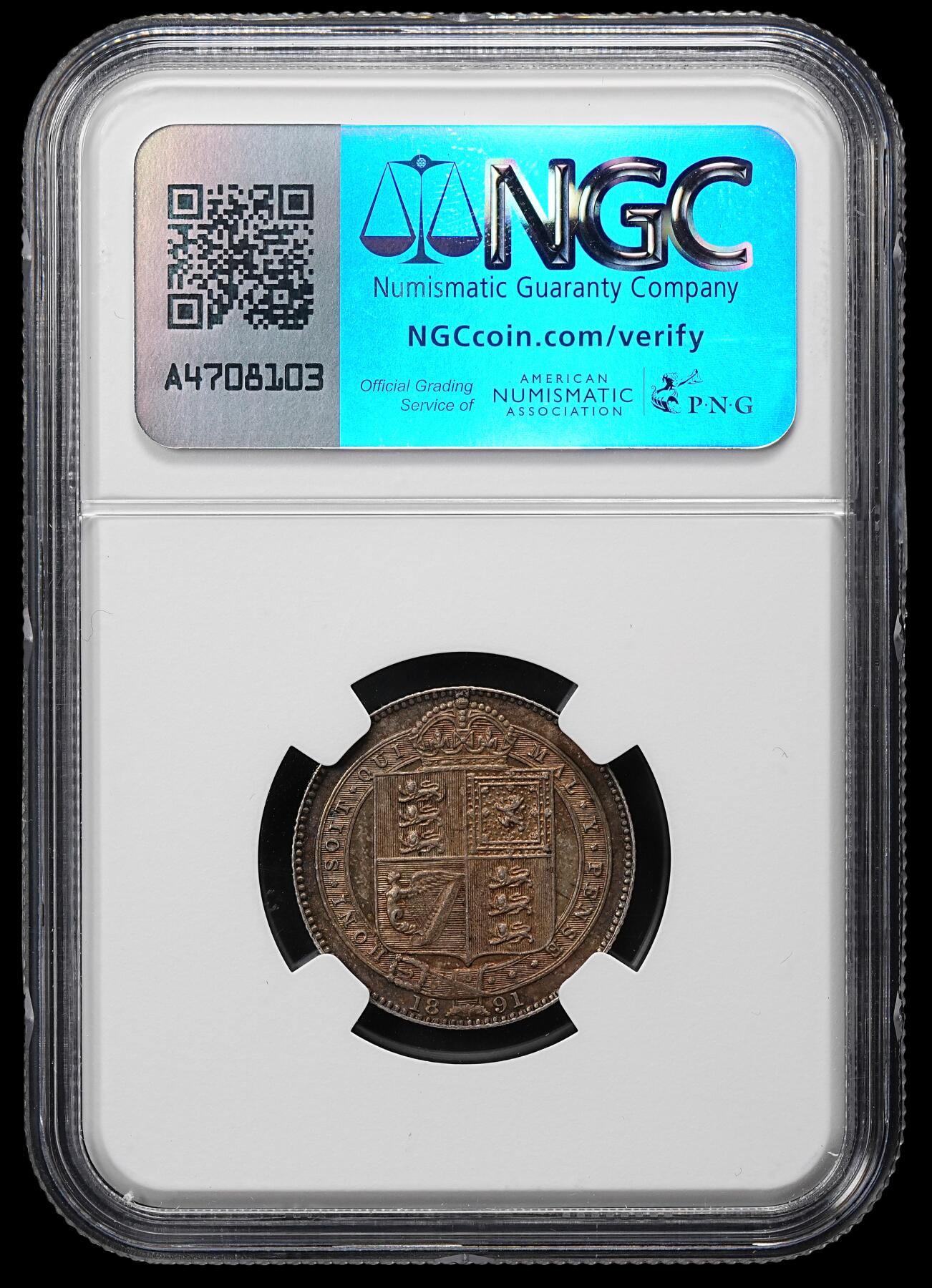 修遠堂世界钱币第九十五期 NGC MS62 1891年英国1先令银币 极美酱彩