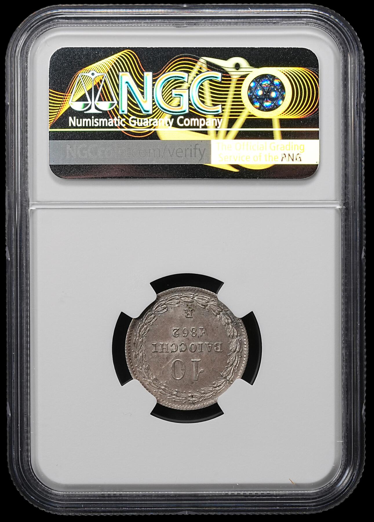 修遠堂世界钱币第九十五期 NGC MS62 1862年教皇国10 BAIOCCHI银币