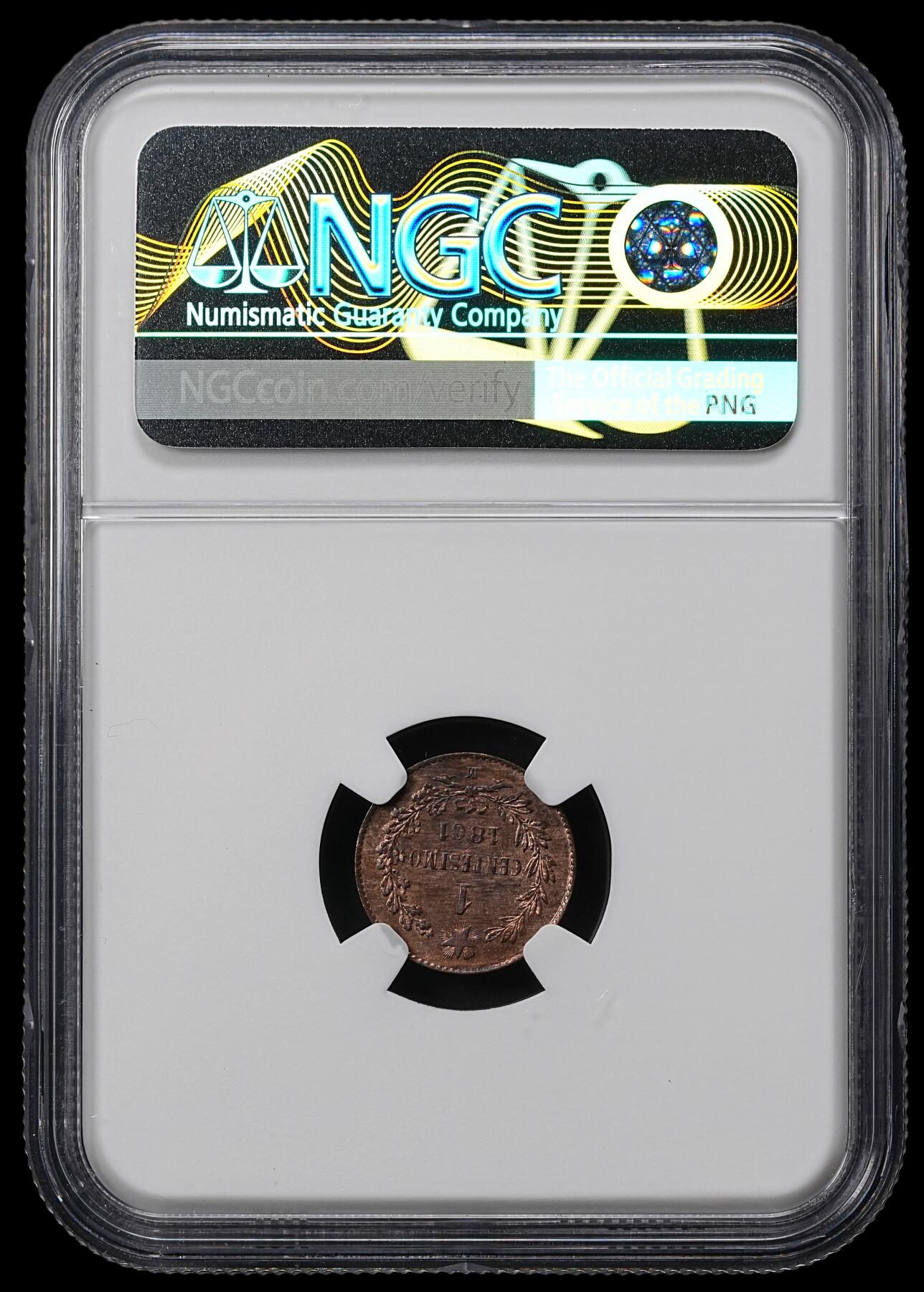 修遠堂世界钱币第九十五期 NGC MS64RB 1861年意大利1分铜币
