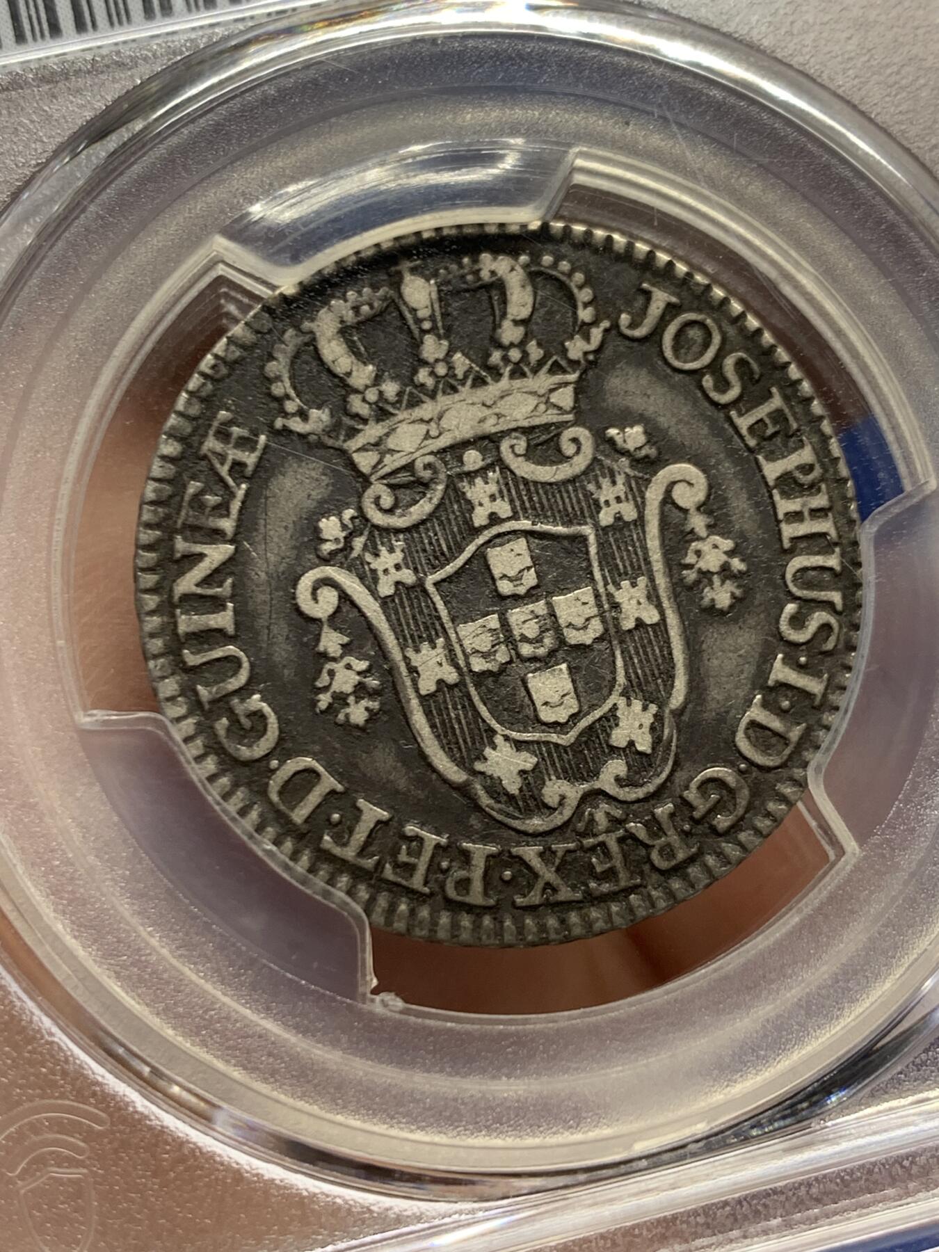 《竞宝斋》第443场 周日，周一，2场连拍 （全场包邮） PCGS VF35 葡属安哥拉 1770年 6马库塔银币 稀有面值