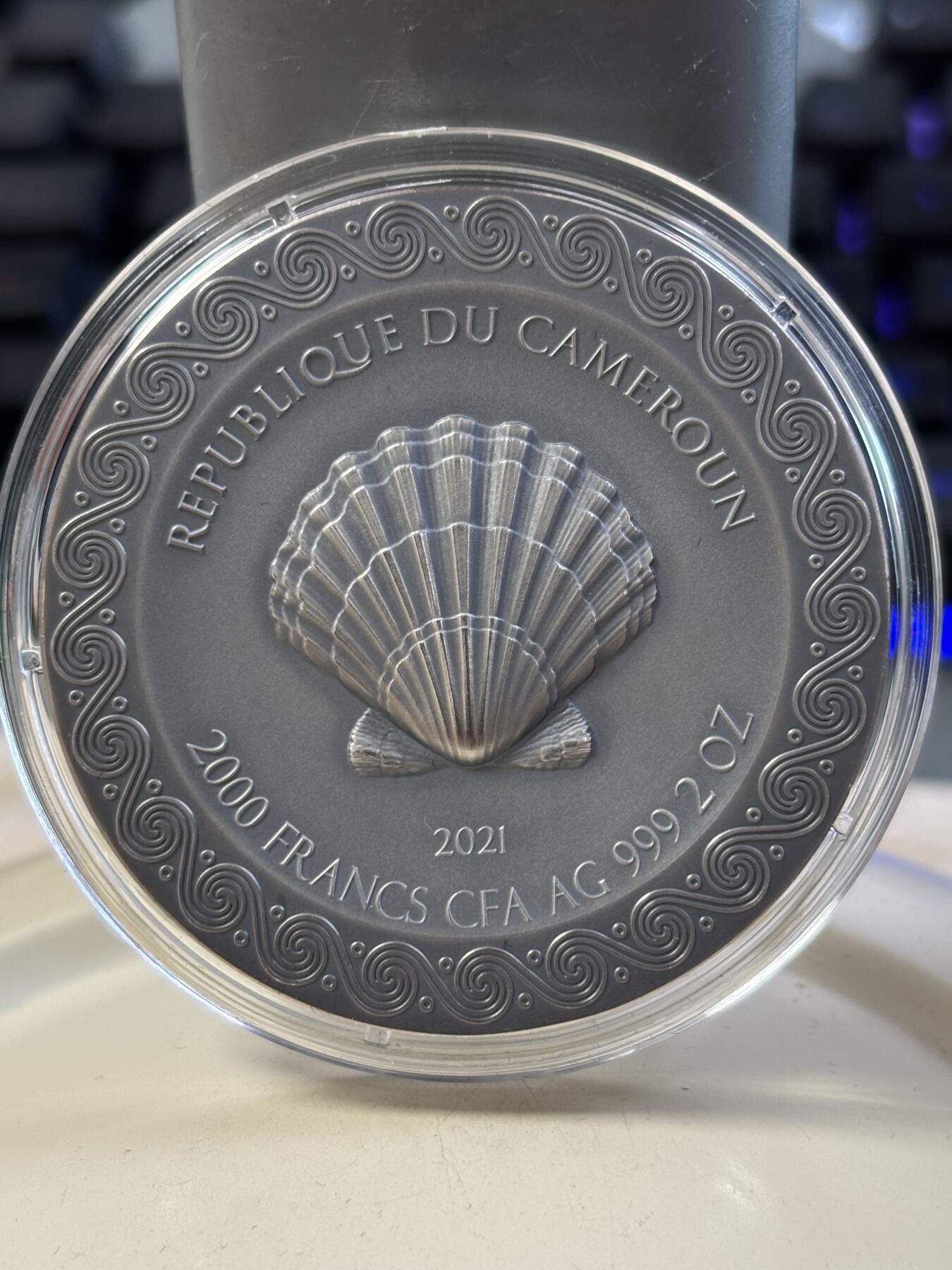 第184期拍卖 喀麦隆2021年国色天香系列3维纳斯诞生2盎司银币，999银，发行500枚