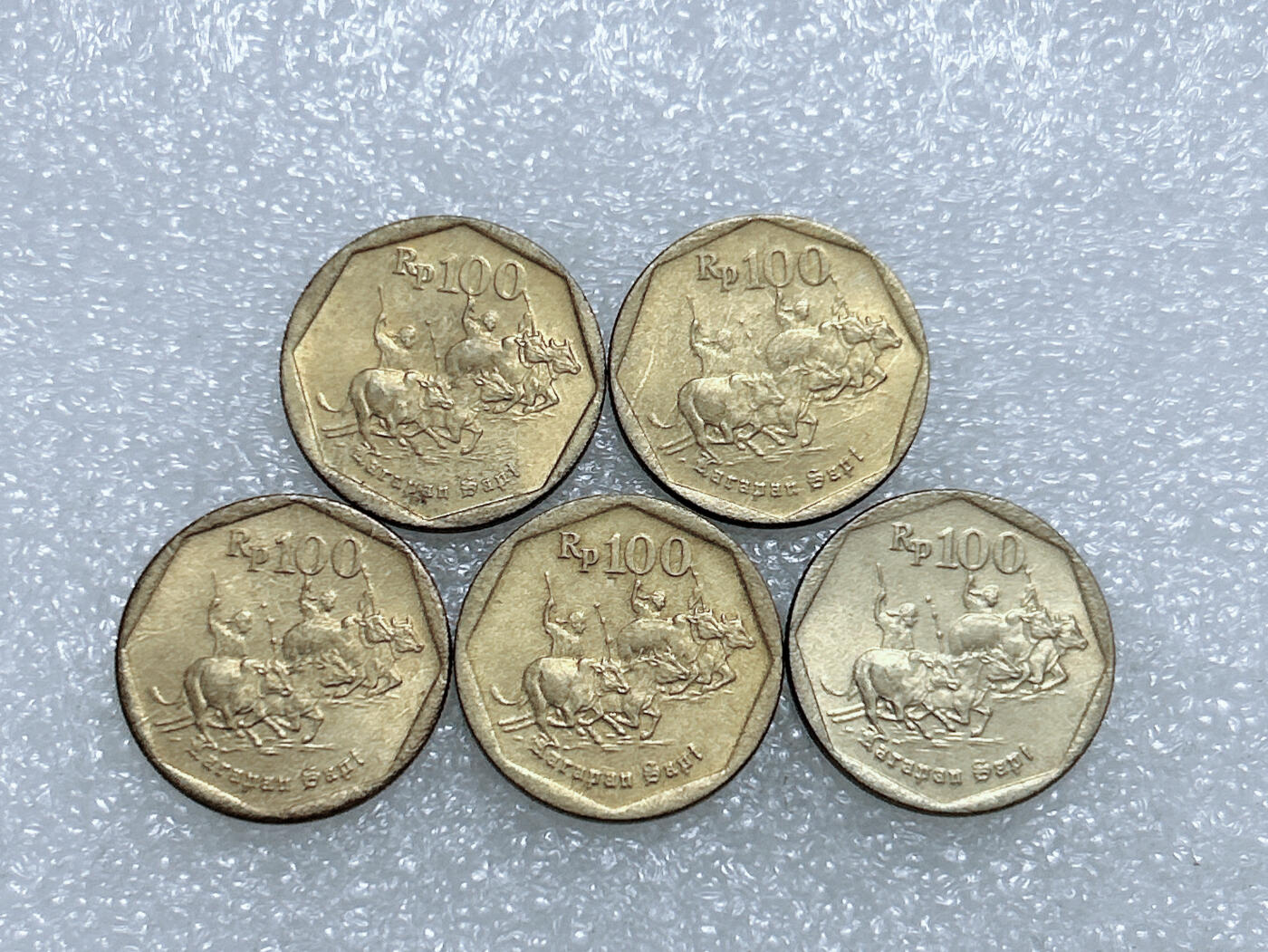第一海外回流一元起拍收藏 散集专场  第274期 印度尼西亚100卢比铜币 5枚 带光品