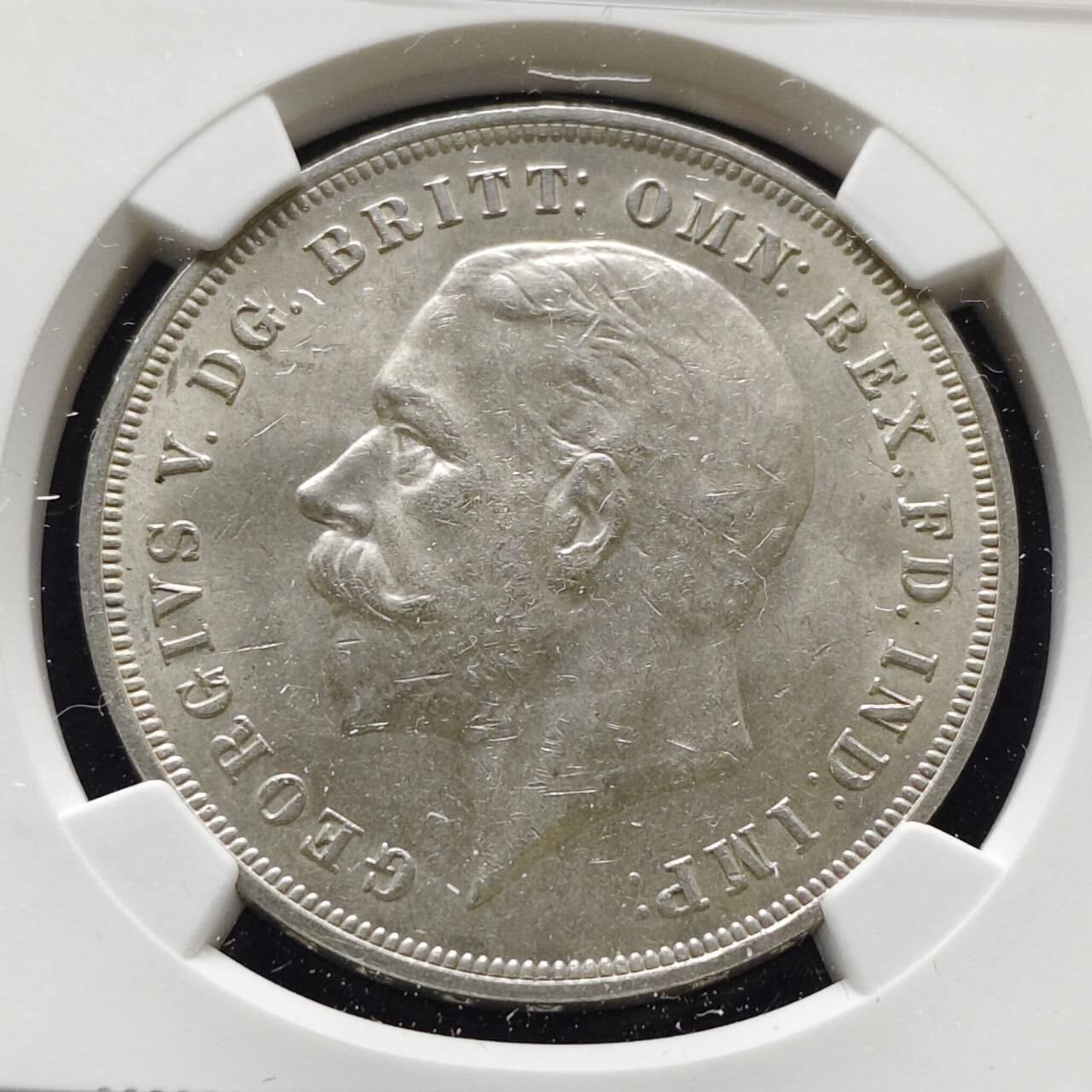 【全场包邮】纯粹捡漏拍485场（免费代拍第22场） 英国1935年1克朗乔治五世在位25周年木马剑克朗型纪念银币-NGC MS61