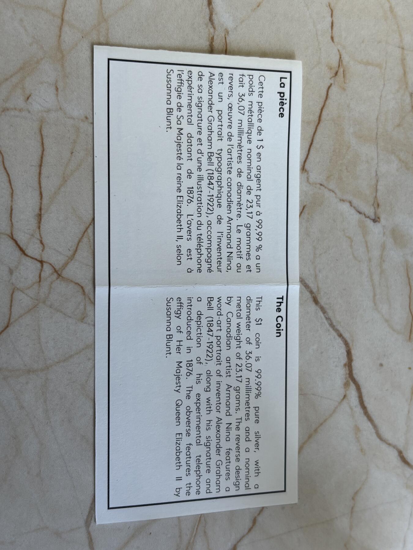 第183期拍卖 加拿大2022年电话发明家贝尔逝世百年精制纪念银币，9999银，23.17克，