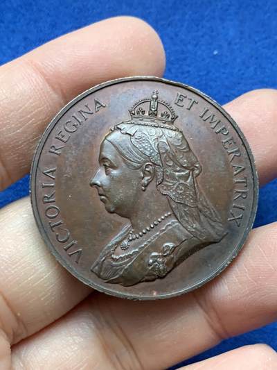 《竞宝斋》第443场 周日，周一，2场连拍 （全场包邮） - 英国1897年维多利亚女王在位60周年纪念铜章，32克，39mm，品相好。