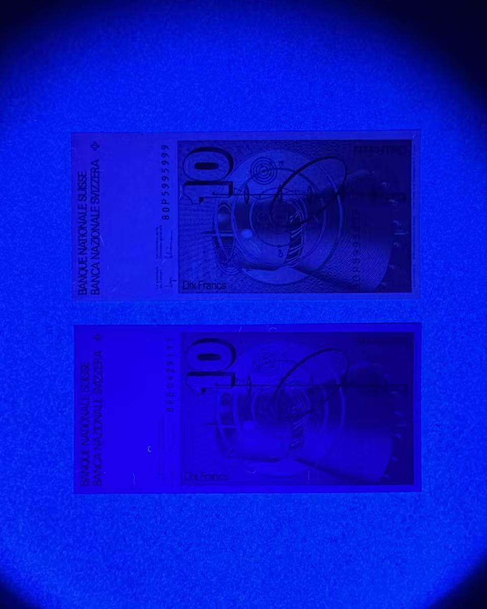 【Blue Auction】世界纸币精拍第757期——18级TOP拍卖/信誉/品质/专业/高效💫 【一组2张豹子号 含无47】瑞士 1980-86年10法郎 全新UNC