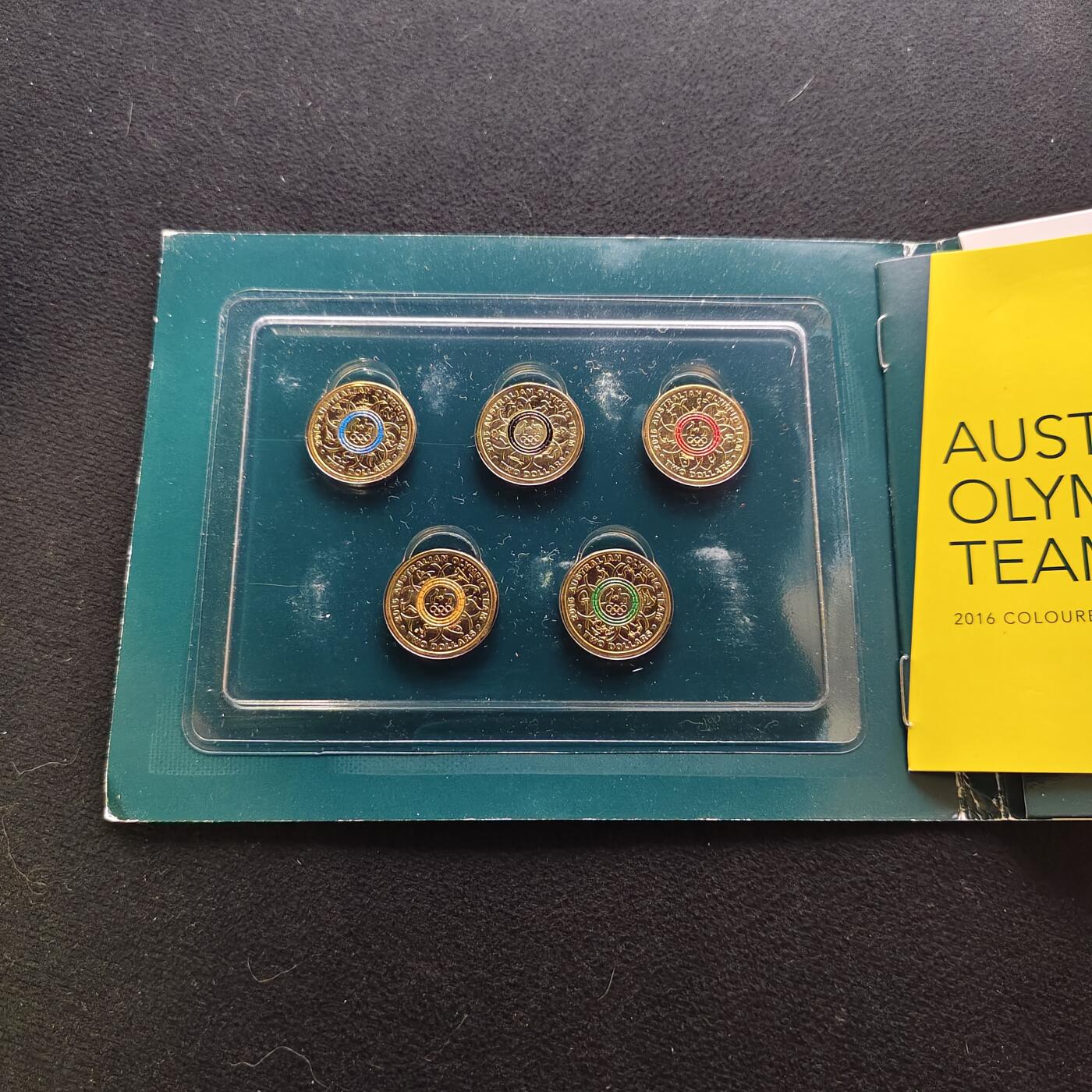 【全场包邮】纯粹捡漏拍483场（免费代拍第20场） 澳大利亚2016年澳大利亚奥运代表队官方封装纪念套币-含5枚5色2元奥运代表队彩色纪念币