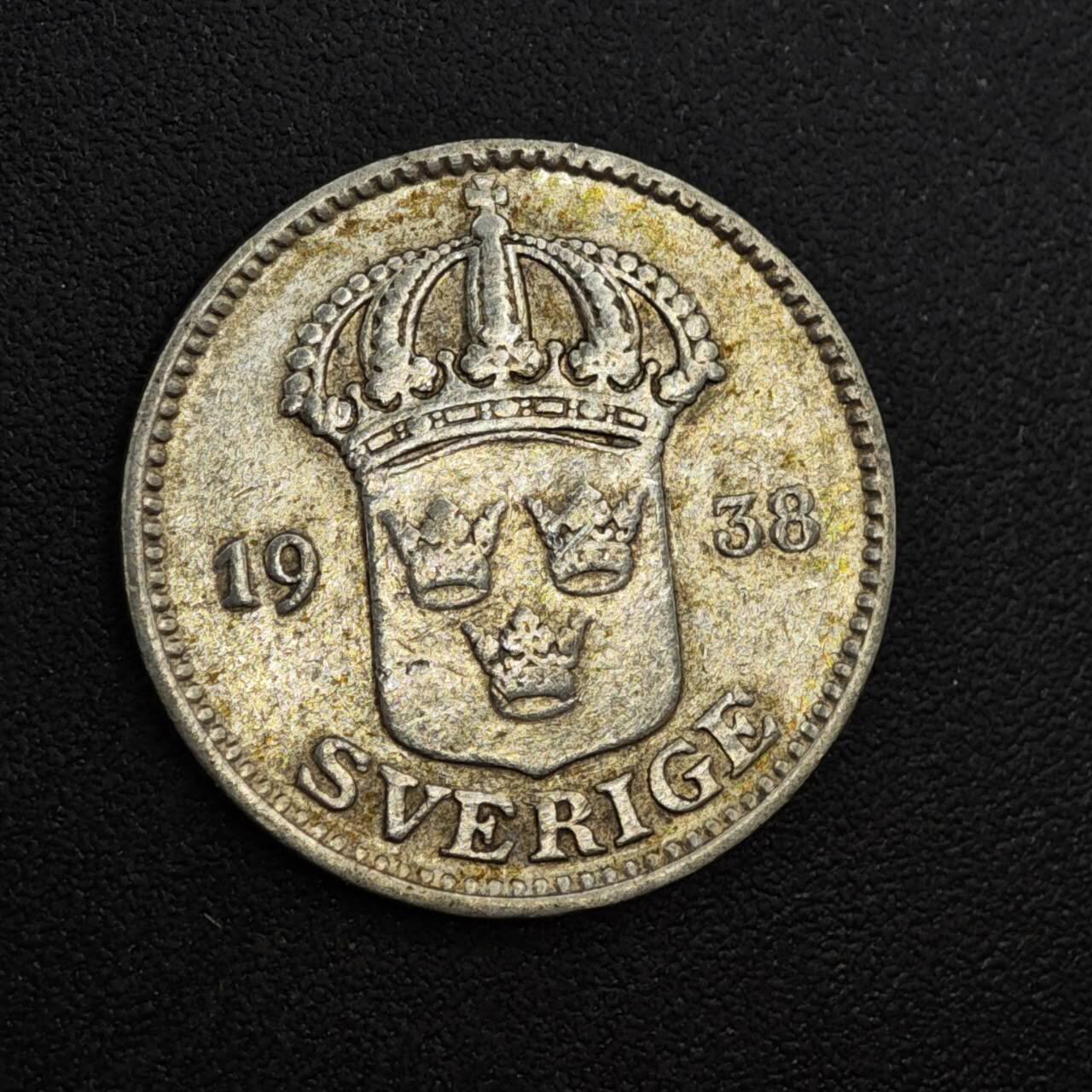 【淘币小摊】实时拍第八百一十三拍   散币场   满百包邮可预留二周 每周一统一发货   瑞典1938年25欧尔银币