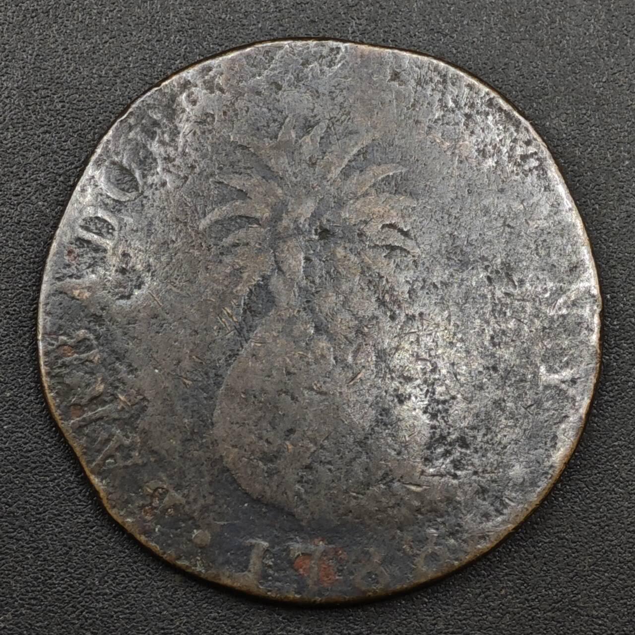 【淘币小摊】实时拍第八百一十三拍   散币场   满百包邮可预留二周 每周一统一发货   巴巴多斯1788年菠萝大铜币