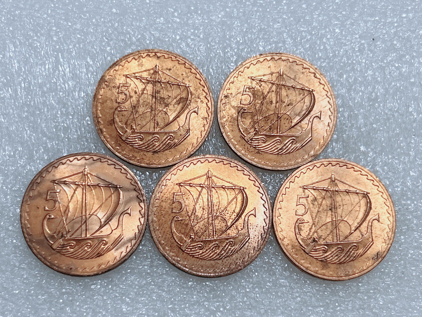 第一海外回流一元起拍收藏 散集专场  第274期 塞浦路斯1963年5米尔铜币 5枚 原光品