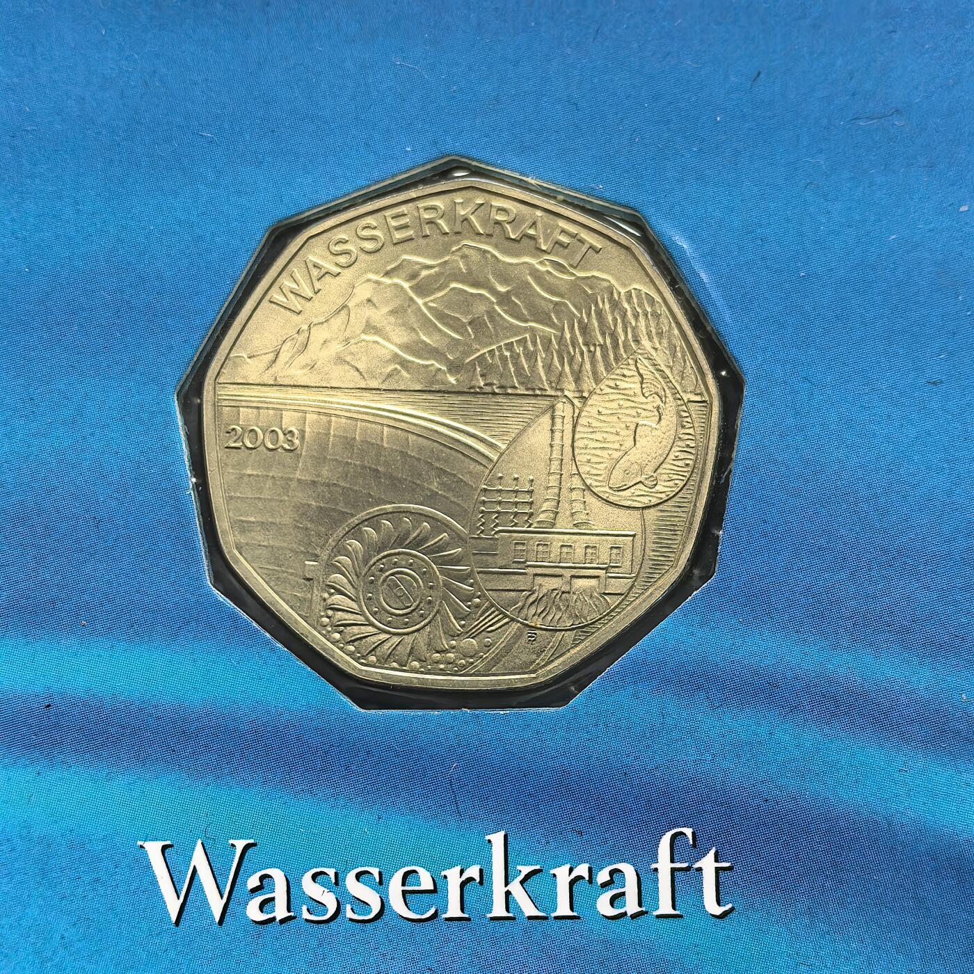 道一币馆币章第一百五十六场 原包装 奥地利2003年水利发展5欧元银币