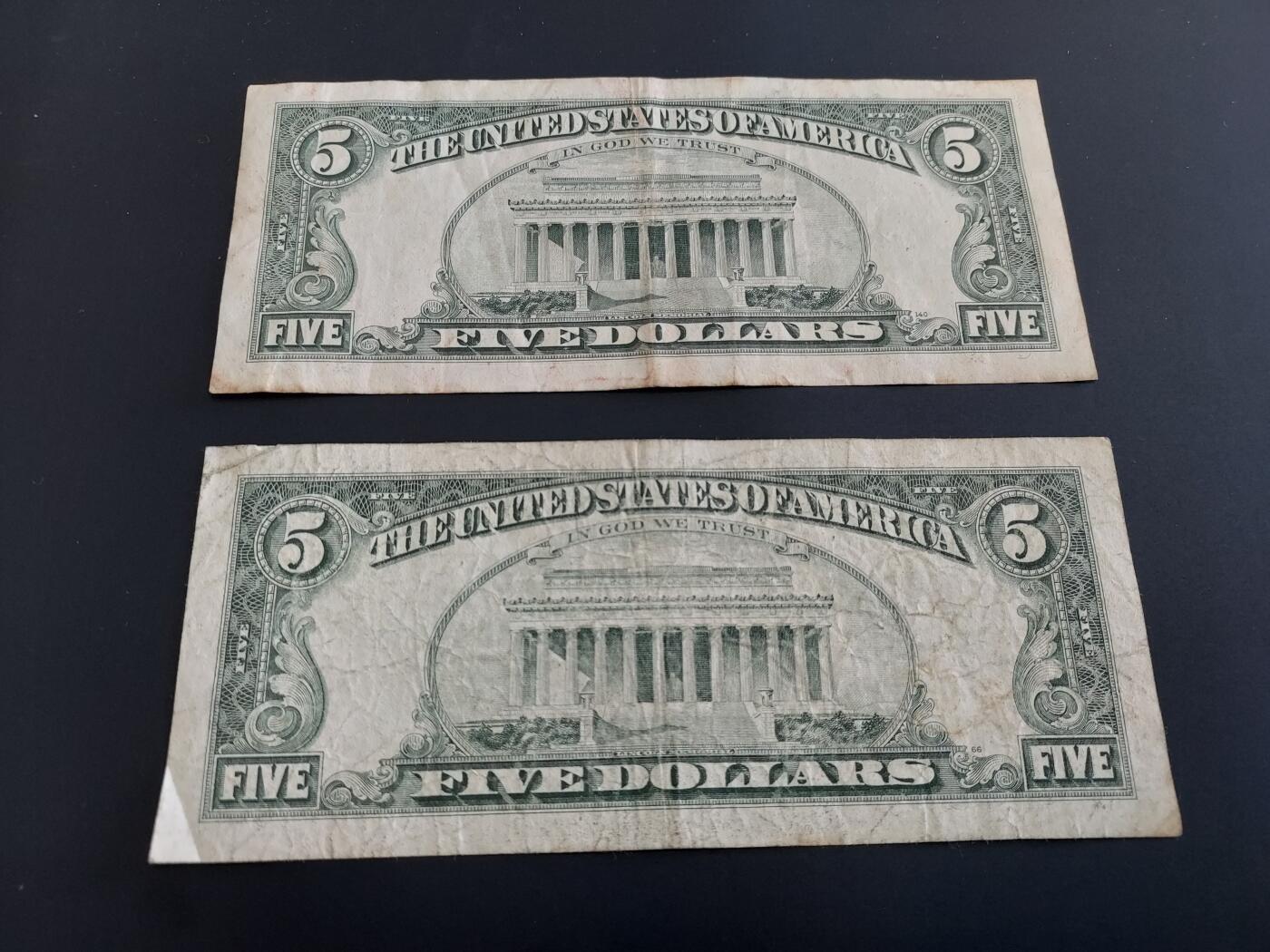 博彦收藏   12月8日 8点 钱币专场 1988 美国5元 2张 流通品