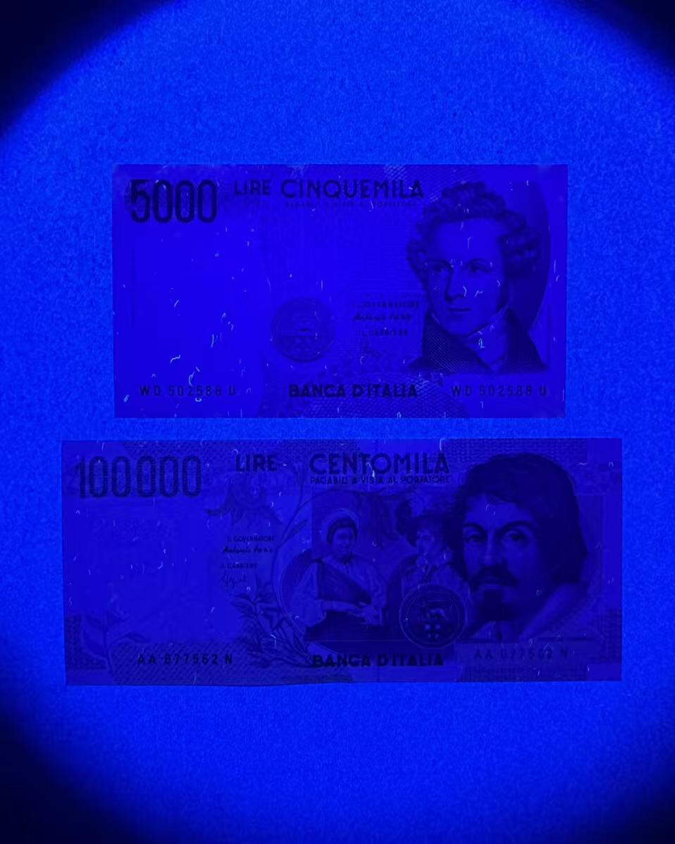 【Blue Auction】世界纸币精拍第757期——18级TOP拍卖/信誉/品质/专业/高效💫 【一组2张 含88尾及AA冠】意大利5000-10万里拉 全新UNC