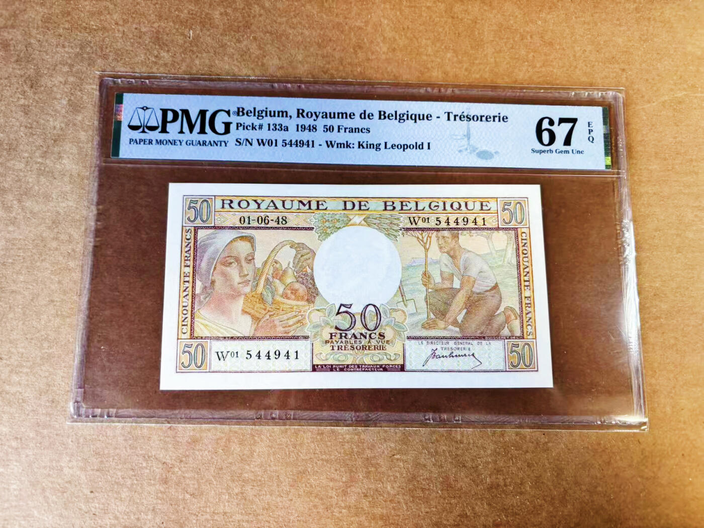 【Blue Auction】世界纸币精拍第757期——18级TOP拍卖/信誉/品质/专业/高效💫 比利时 1948年50法郎 PMG67EPQ 
